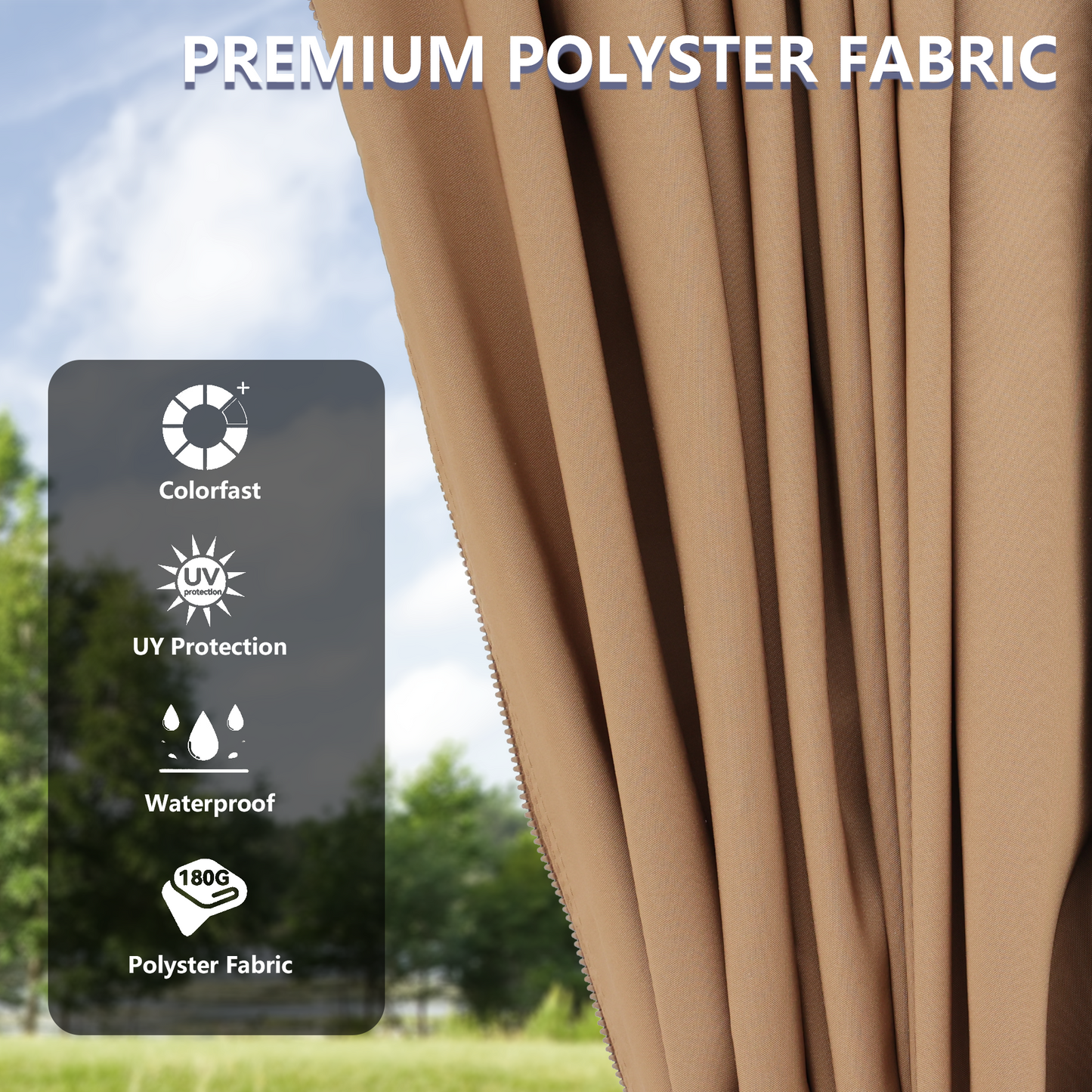 Delta 10X12 ft Patio Gazebo with Netting & Curtains - Brown