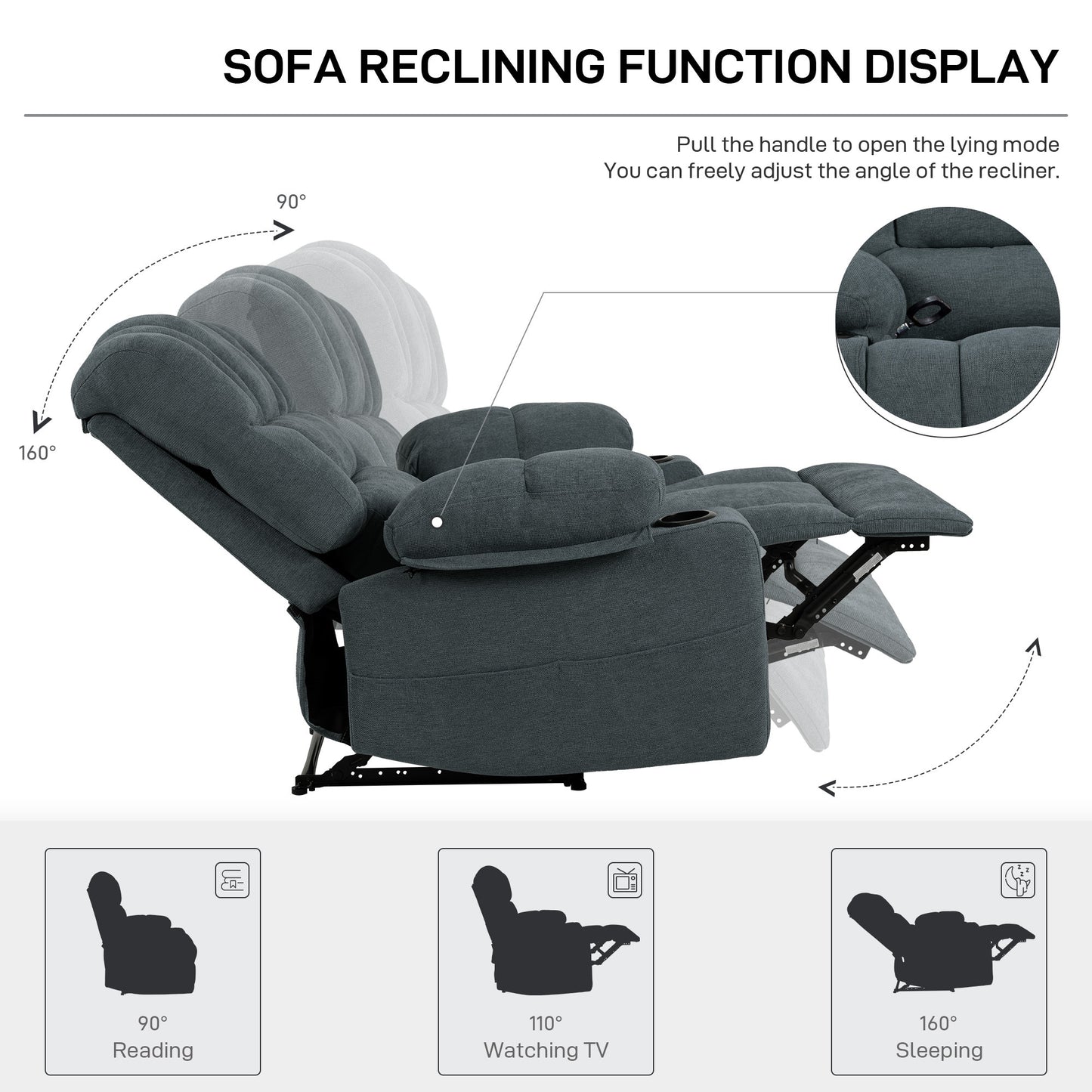 Perkins Power Recliner with Heat and Massage - Gray
