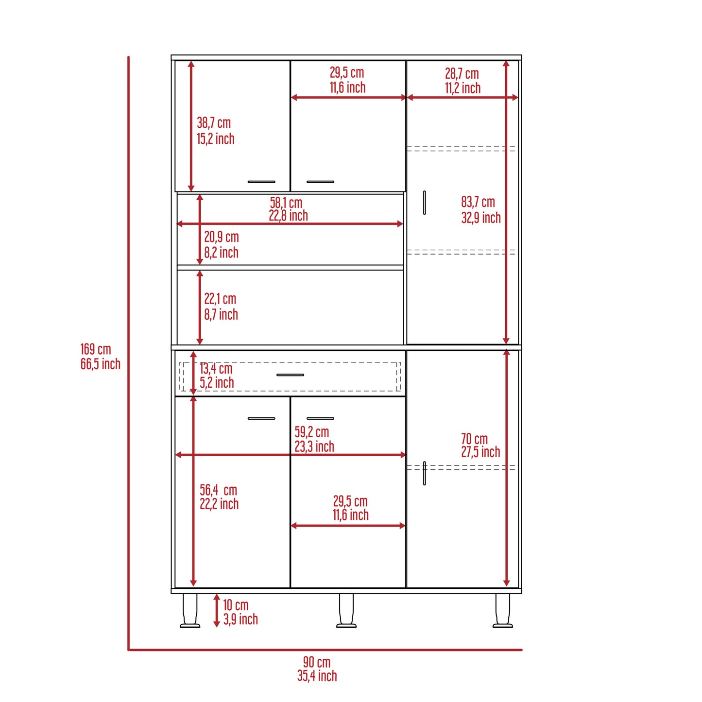 Tigard 1-Shelf 1-Drawer Pantry Cabinet - White