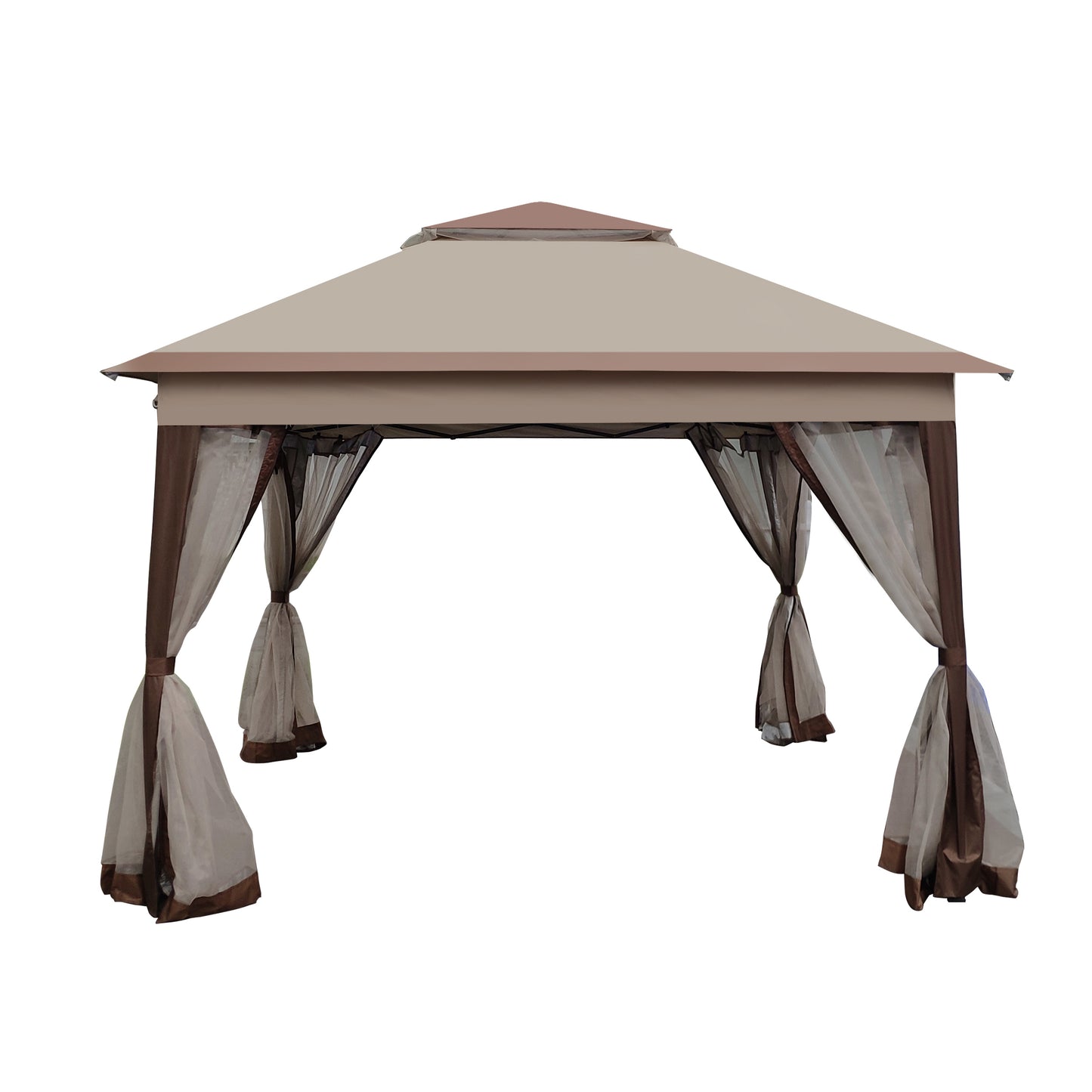 Nita 11 x 11 ft Outdoor Gazebo Canopy - Coffee