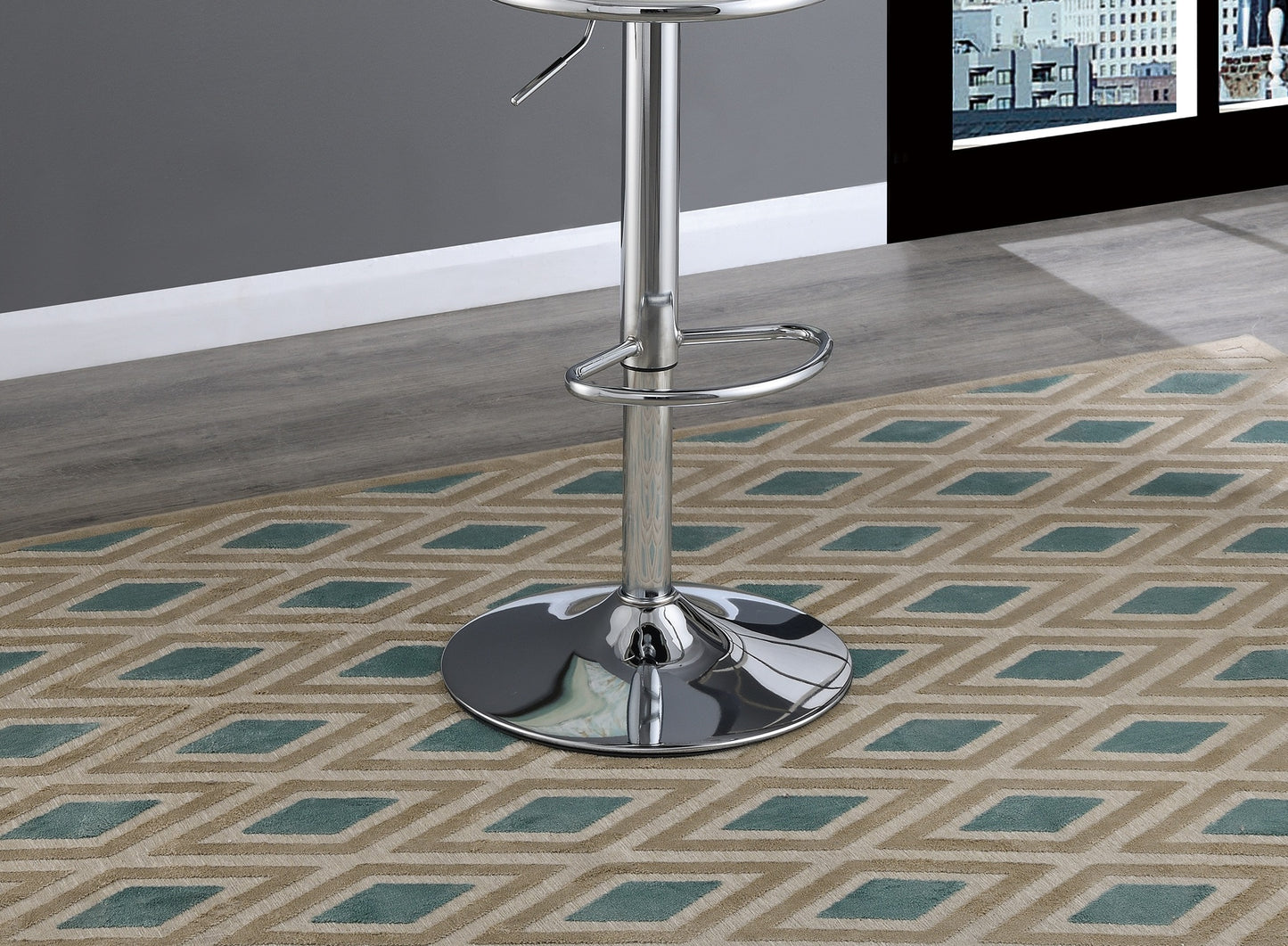 Vita Adjustable Bar stool Faux Leather Chrome Base - White Set of 2