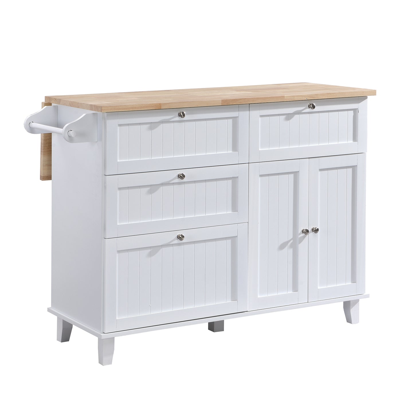 TOPMAX Kitchen Island Set with 2 Seatings - White