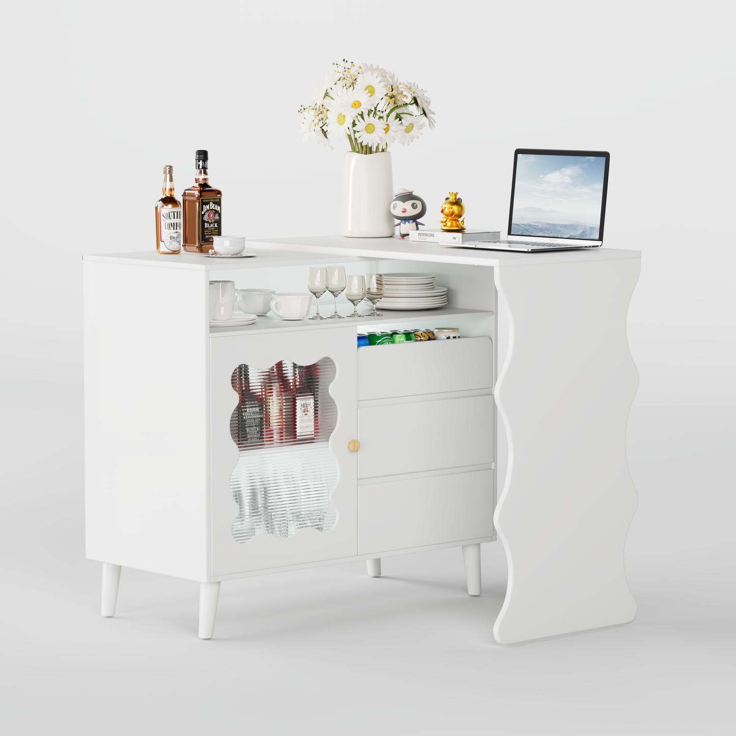 Pippa L-Shaped Modern Farmhouse Sideboard Buffet