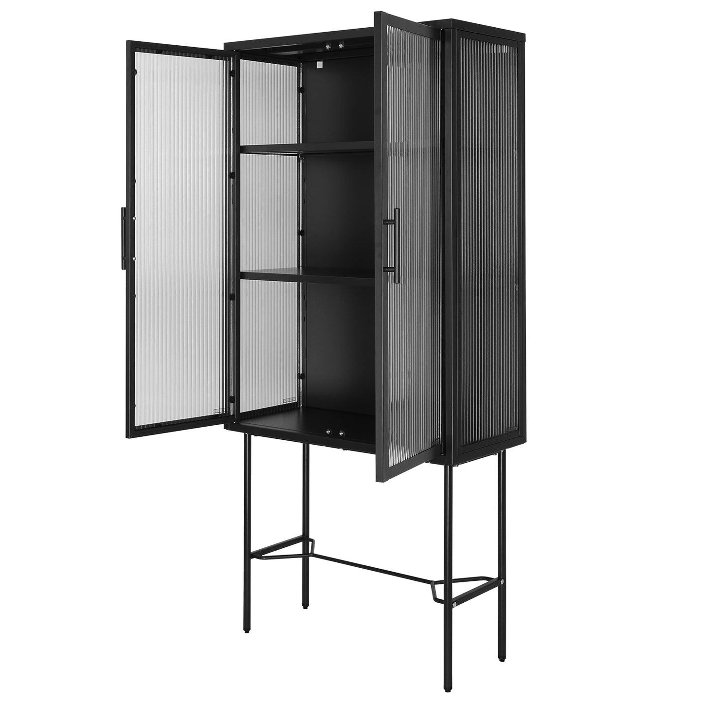 Renoe Tampered Glass Doors Cabinet - Black