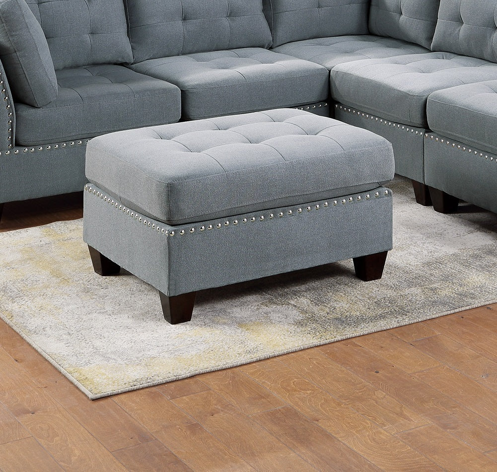 Eleni Modular Sectional 6pc Set 2x Corner Wedge 2x Armless Chairs and 2x Ottomans - Gray