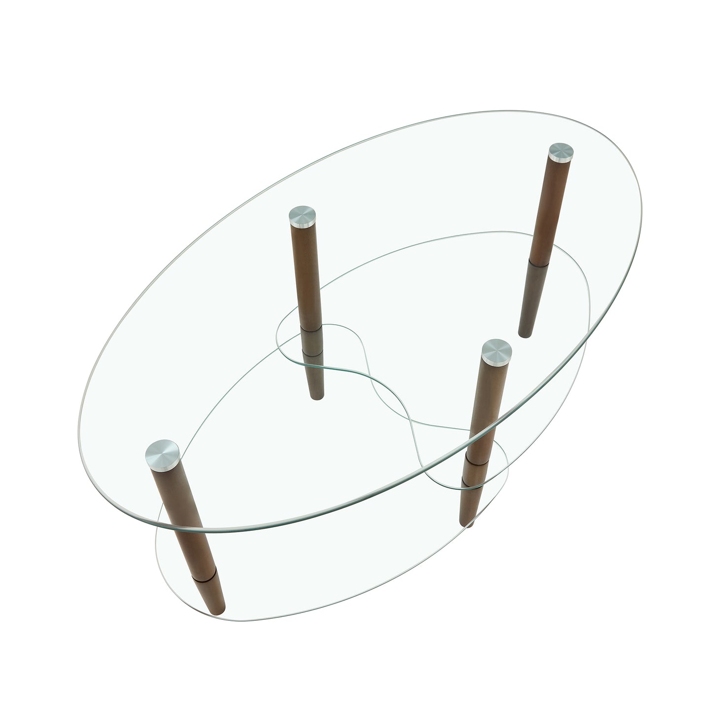 Float Oval Glass Coffee Table Oak Wood Leg