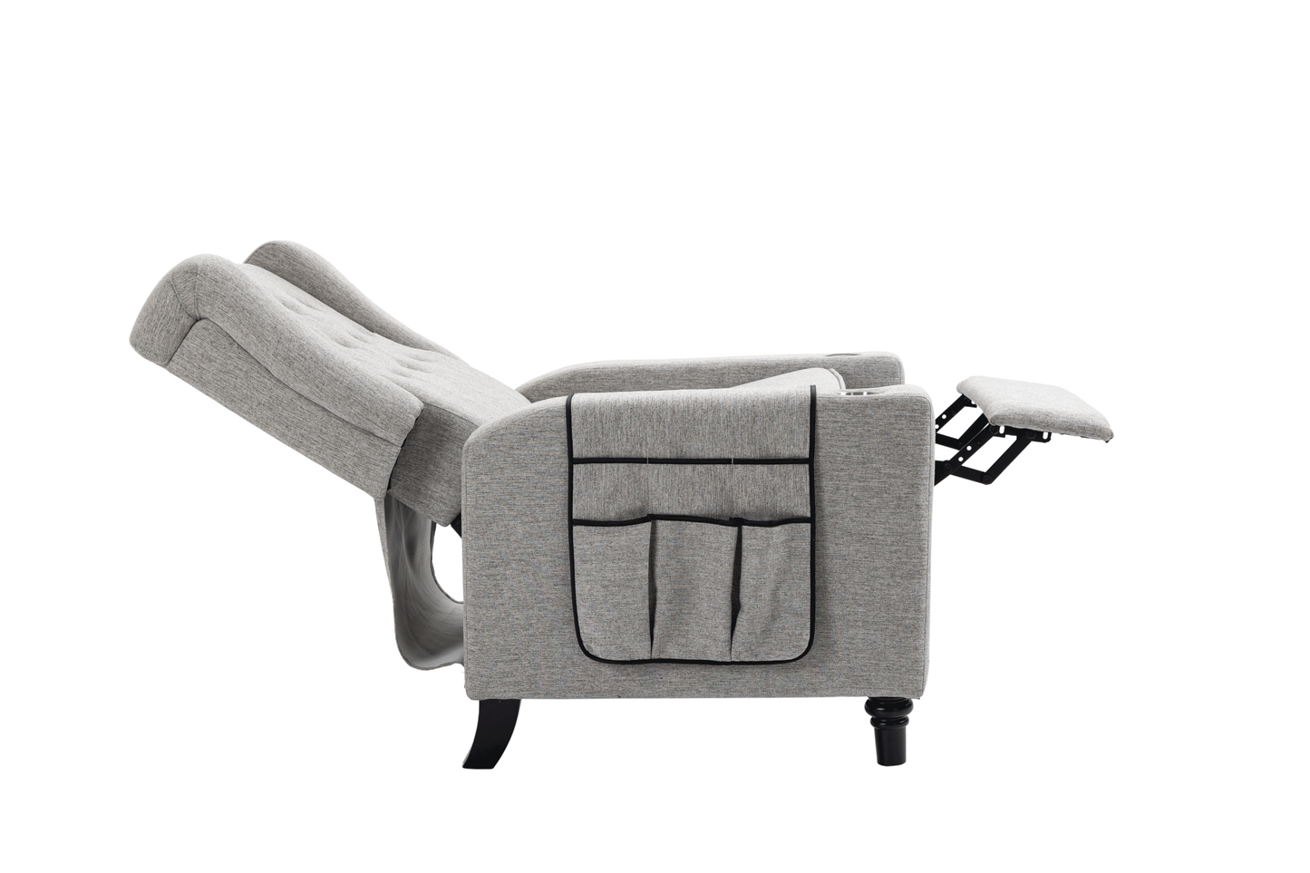Cole Arm Pushing Fabric Recliner - Light Gray