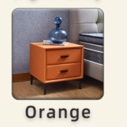 Meu Modern Nightstand with 2 Drawers - Orange