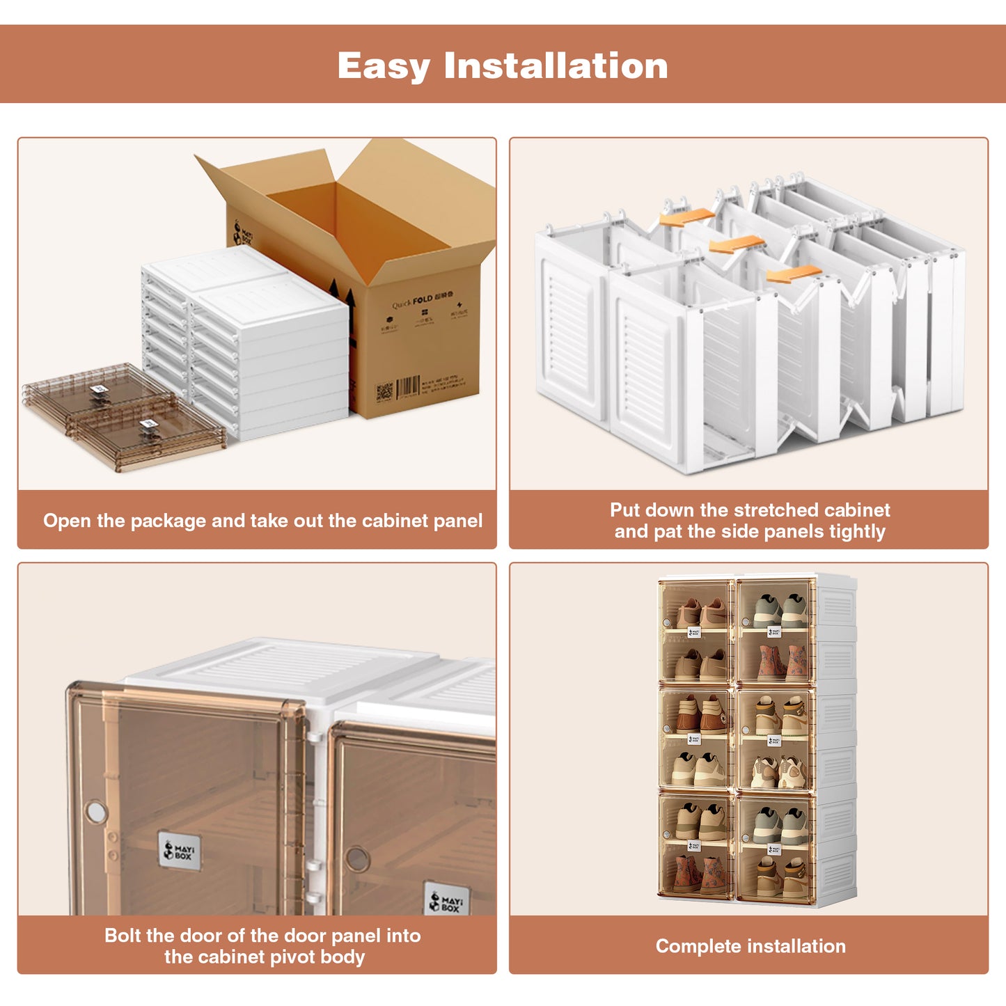 NUS Portable Shoe cabinet - Brown+White