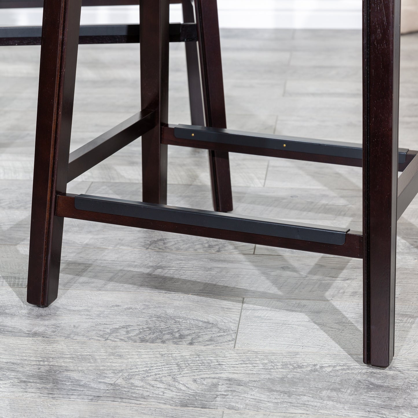 Viva Counter Stool, Espresso Finish, Black Leather Seat