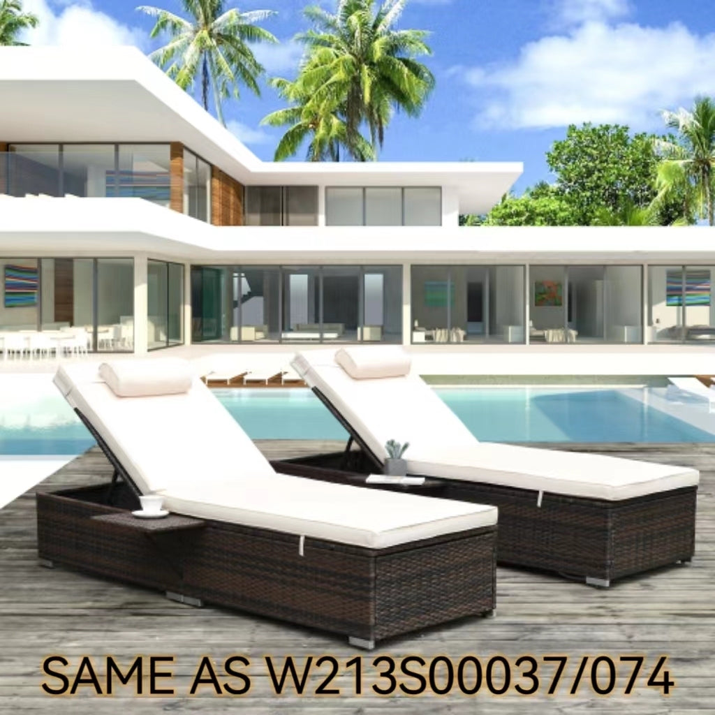 Valencia Outdoor PE Wicker Chaise Lounge (Set of 2) - Beige