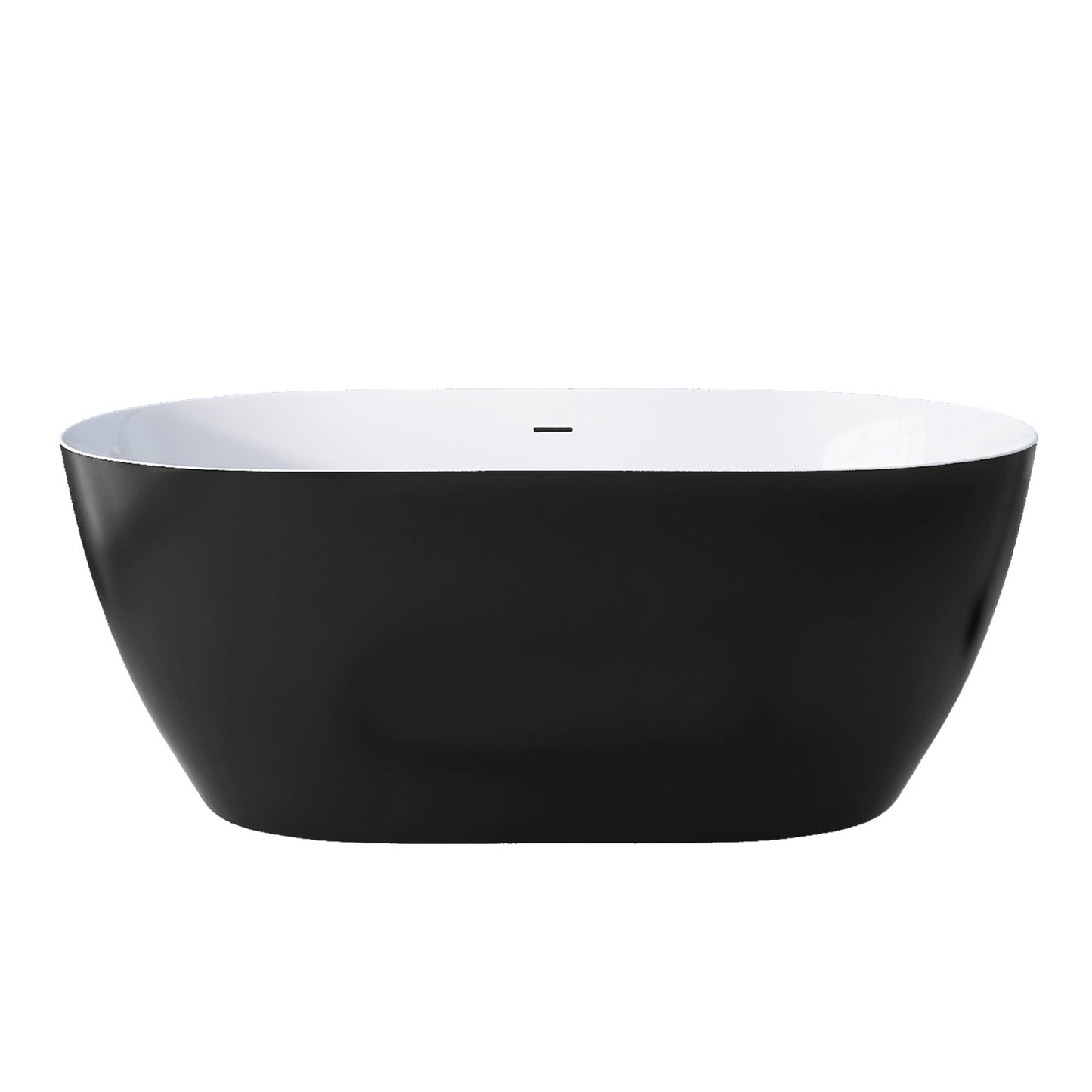 Nuvo 59" Acrylic Free Standing Oval Shape Soaking Tub - Matte Black+White