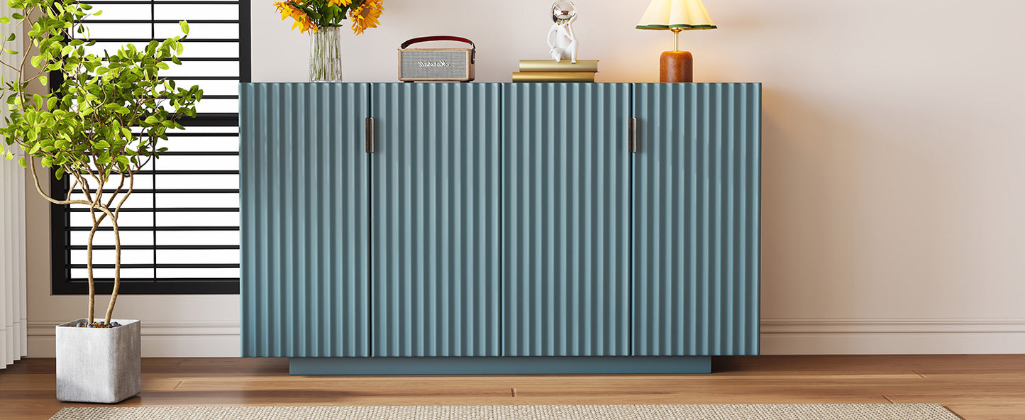 Lyons 4 Wavy Doors Ample Storage Space Sideboar - Teal