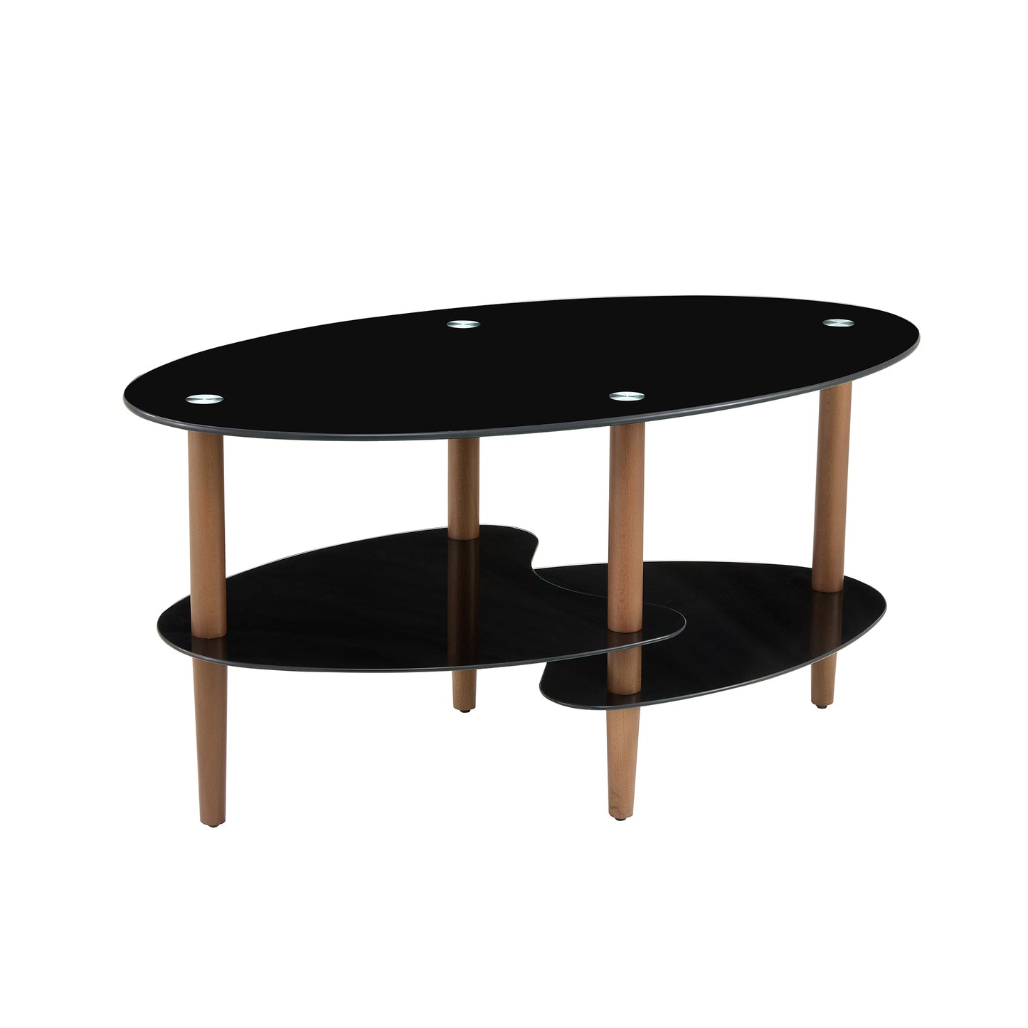 Oval glass coffee table - Black