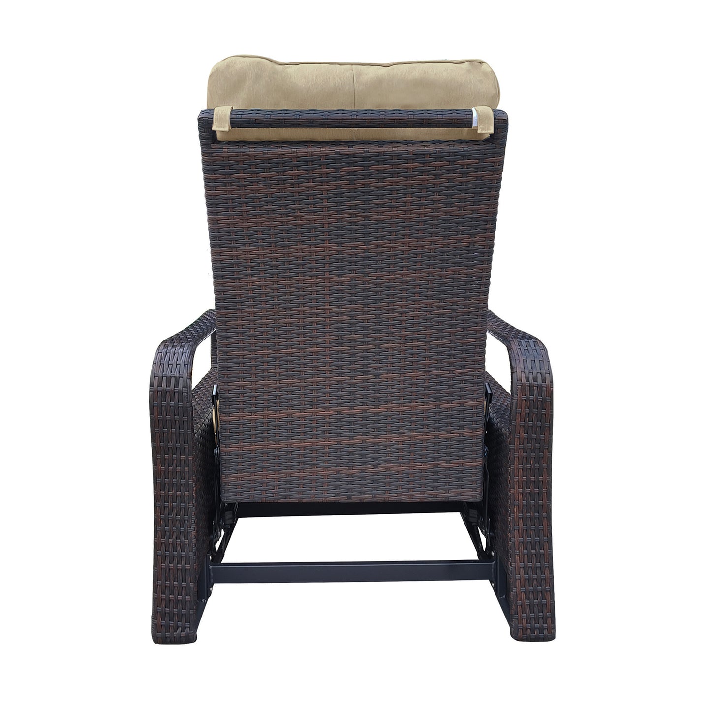 Parson Outdoor Adjustable Wicker Lounge Recliner Chair - Khaki