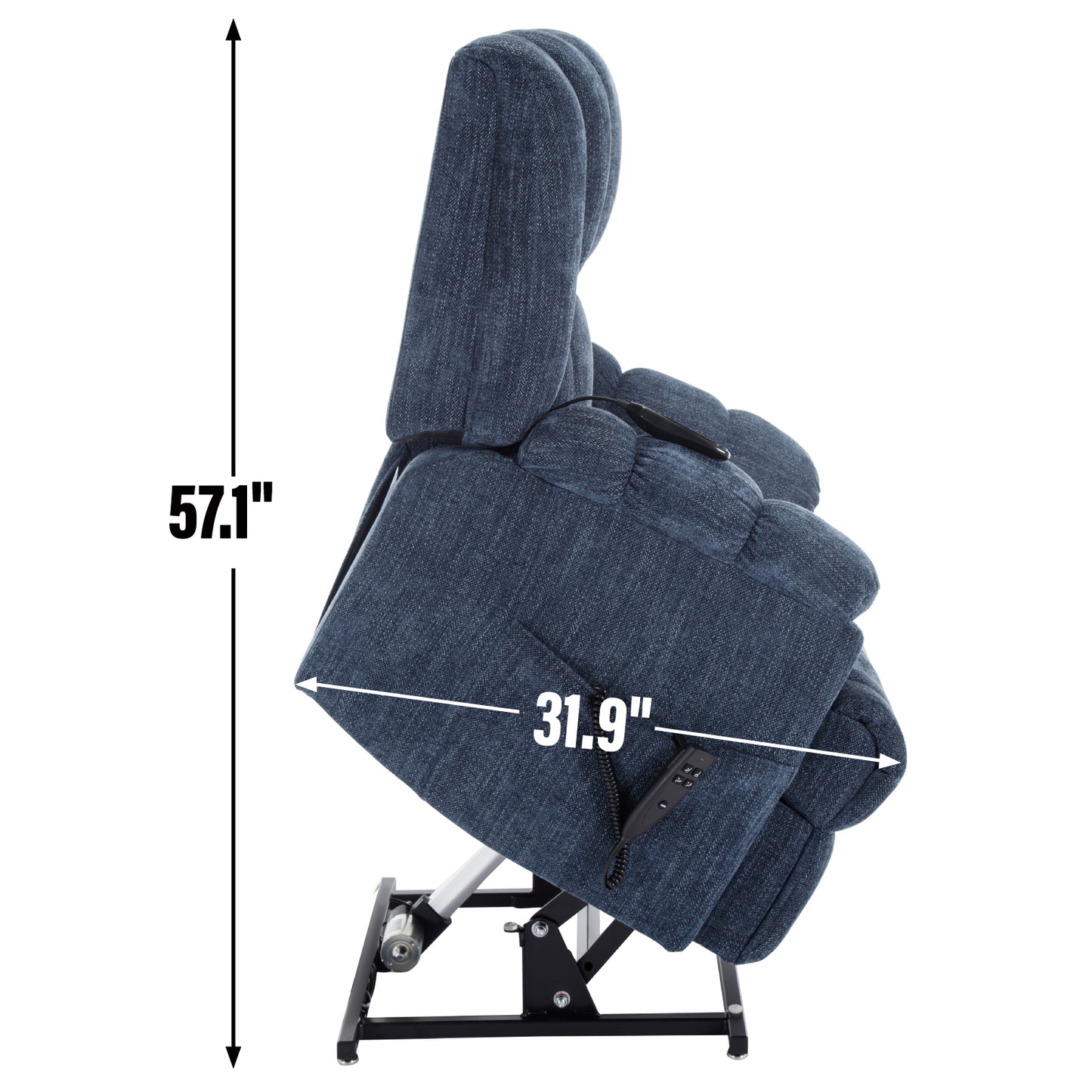 Nia Dual Motor Power Recliners Heat Massage - Blue