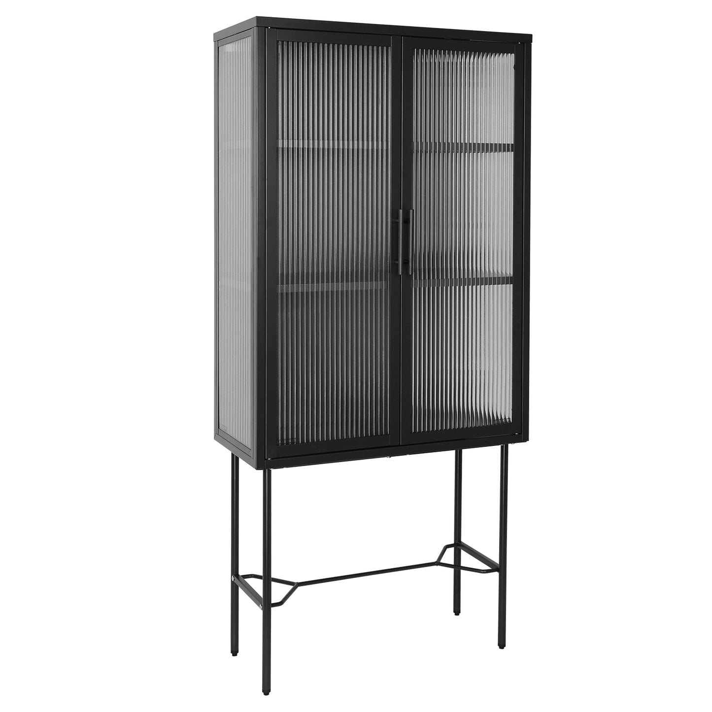 Renoe Tampered Glass Doors Cabinet - Black