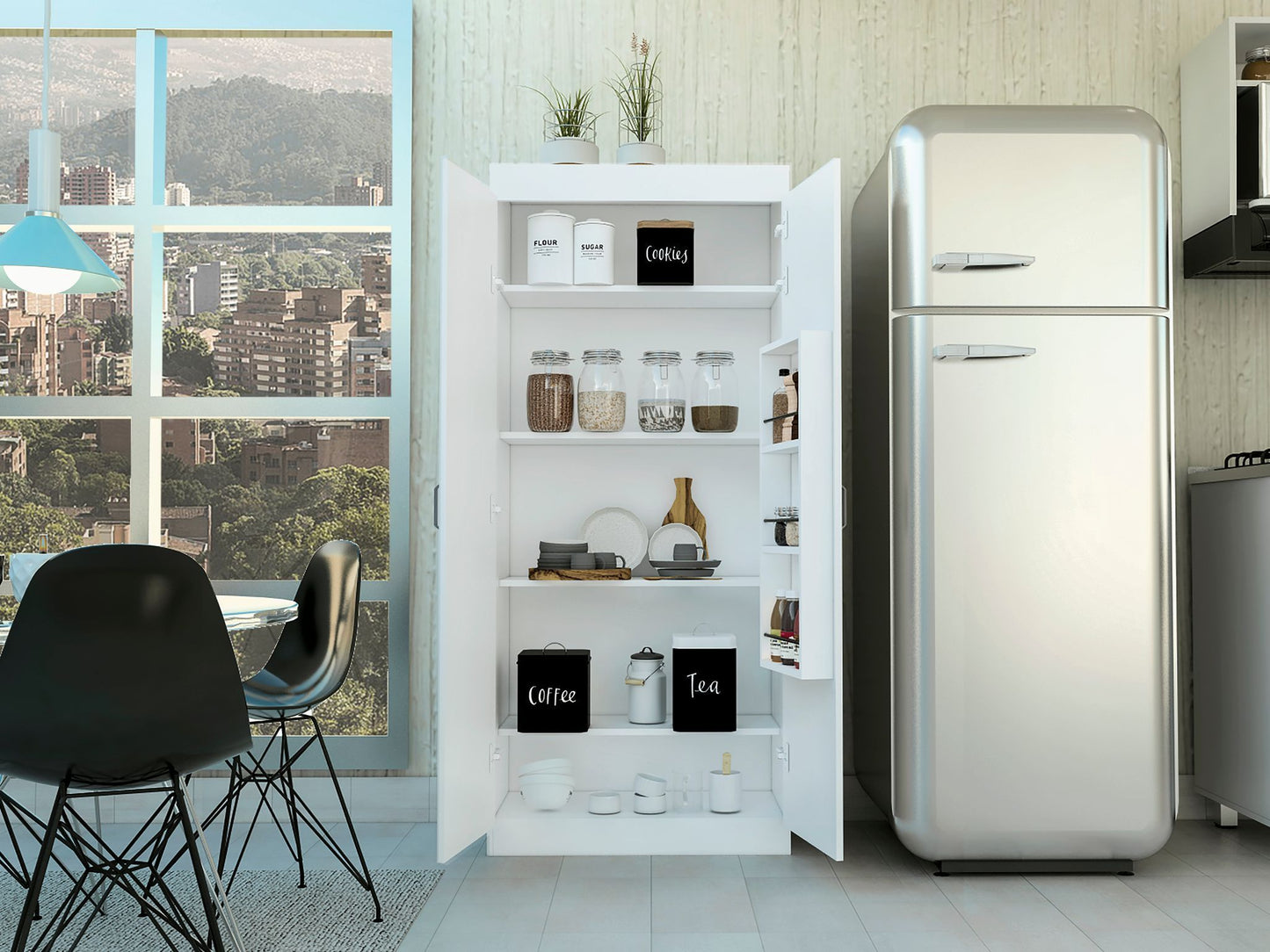 Cherry Hill 5-Shelf Pantry Cabinet - White
