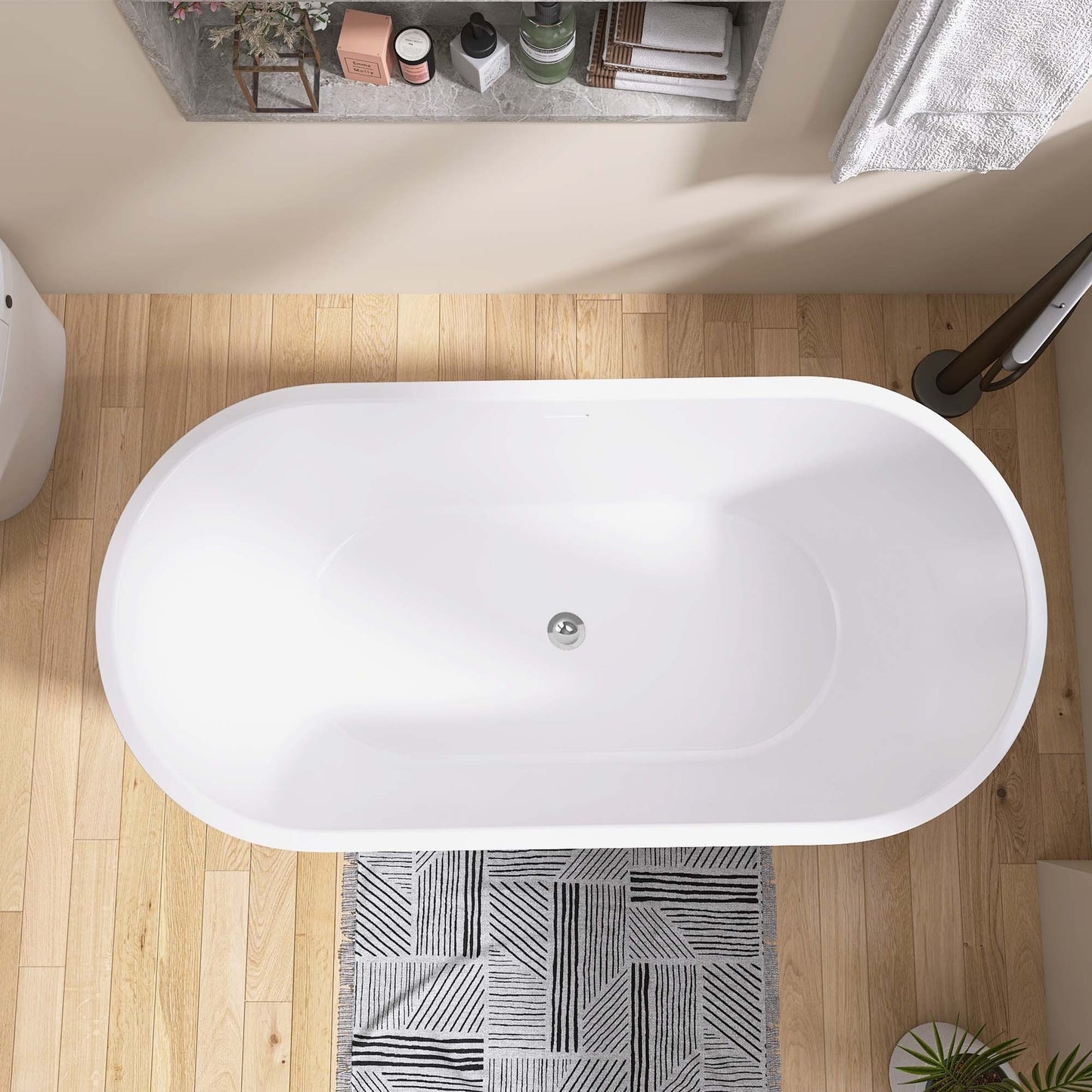 Elo 67" Acrylic Freestanding Soaking Bathtub - Gloss White
