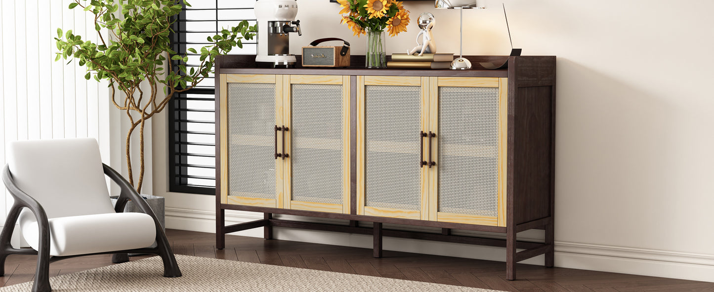 Hana Rattan Doors Sideboard Buffet - Walnut