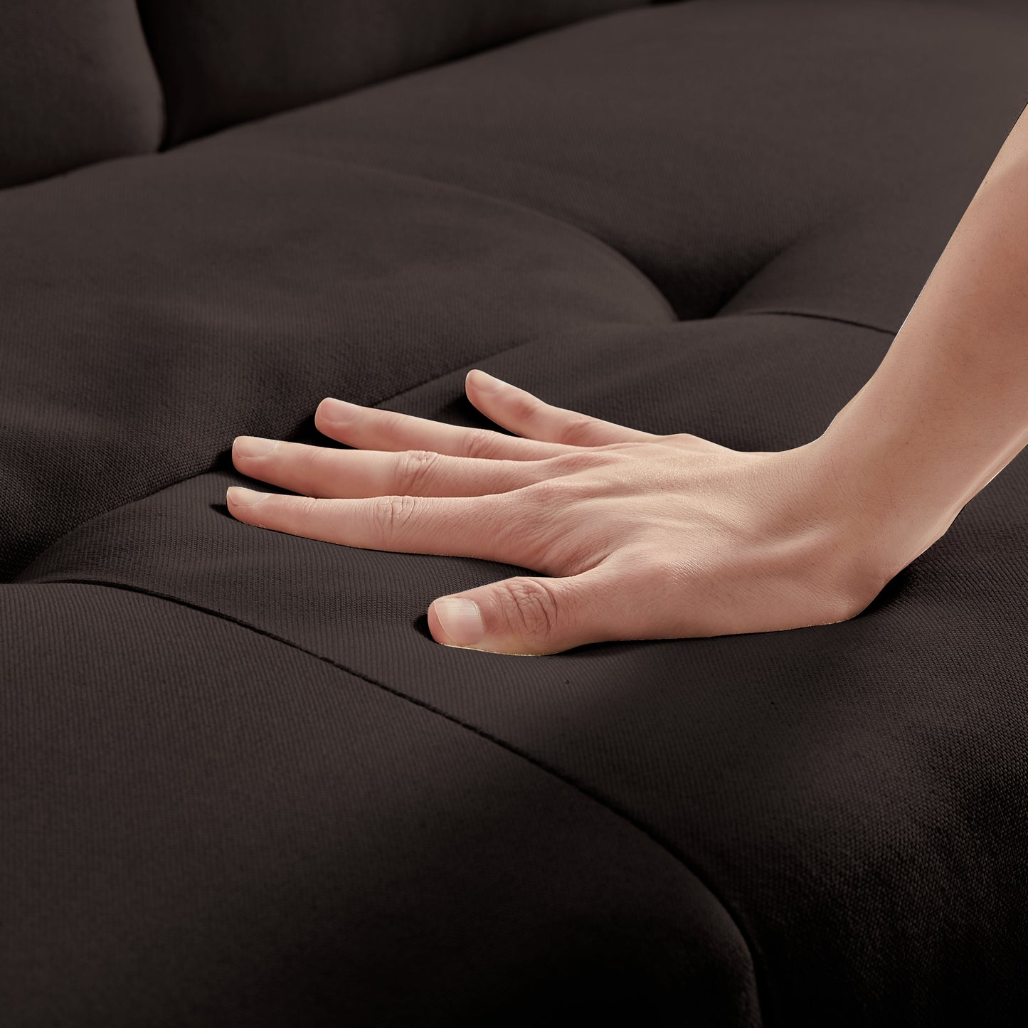 Yukon Fabric Futon Sofa Bed with Metal Legs - Brown