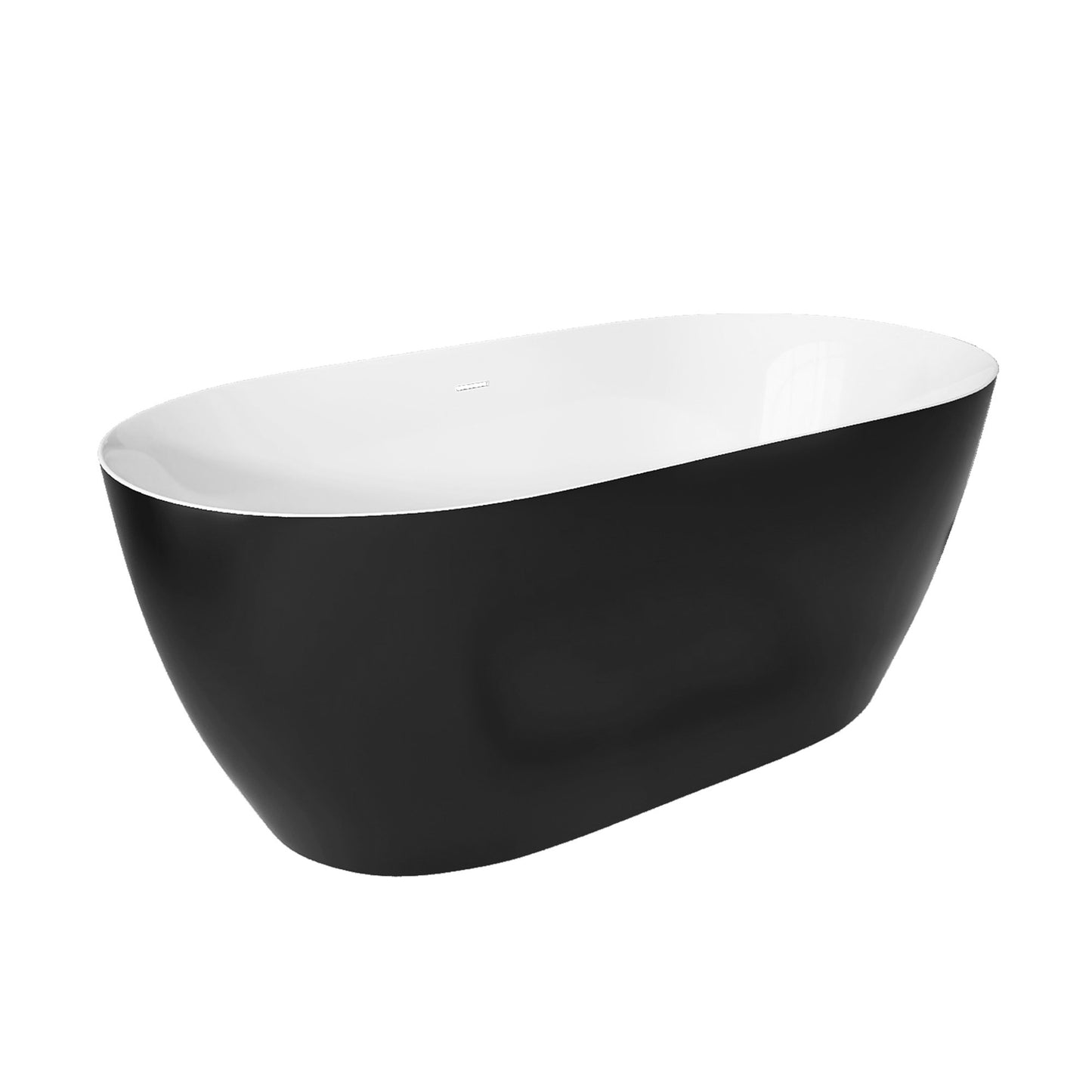 Nuvo 59" Acrylic Free Standing Oval Shape Soaking Tub - Matte Black+White