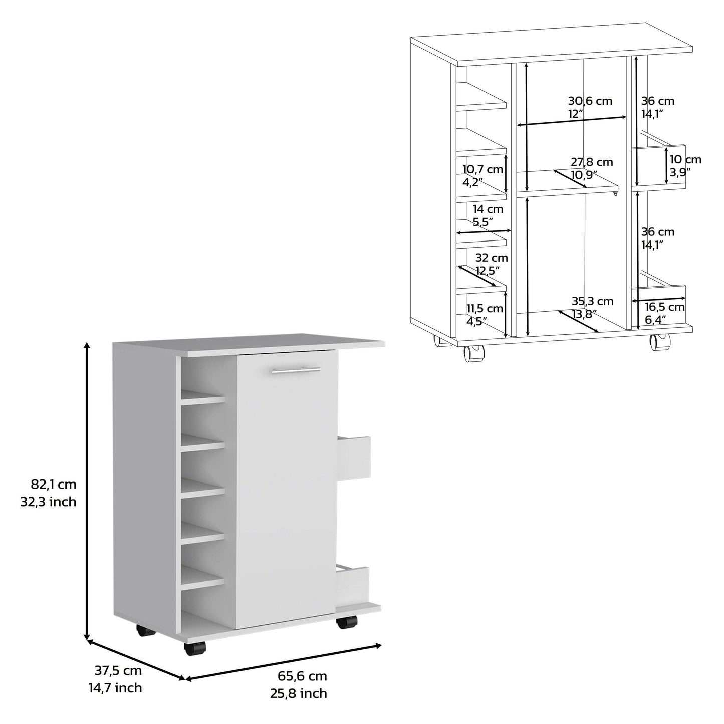 Isaac Bar Cart - White