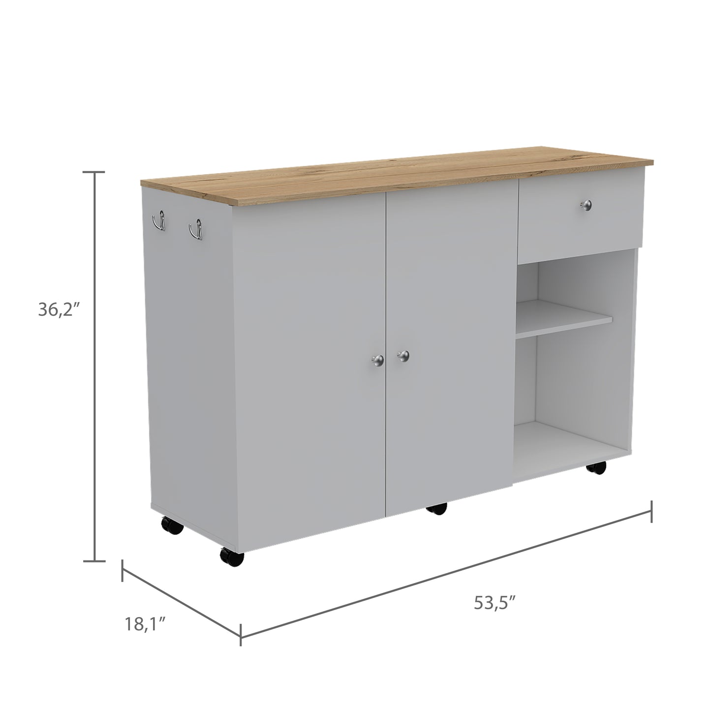 Victoria's Kitchen Island Cart - White & Light Oak