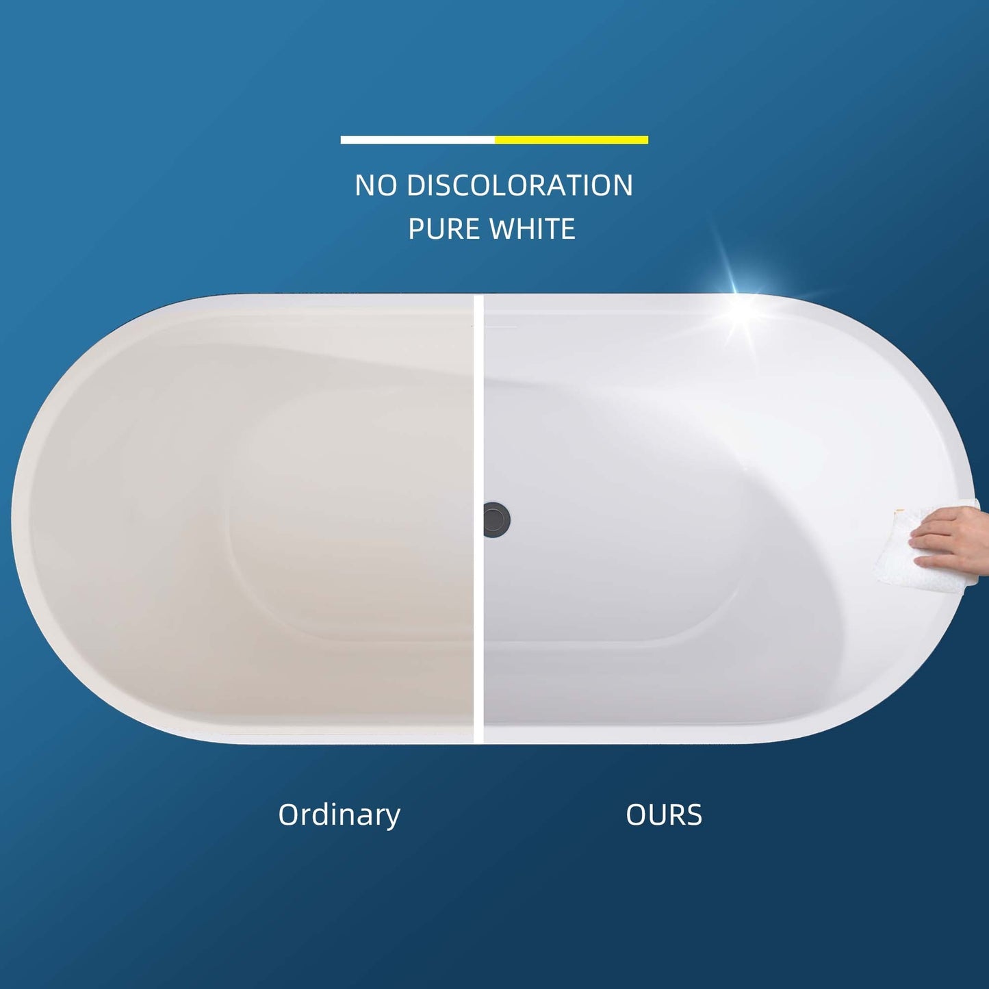 Elo 67" Acrylic Freestanding Soaking Bathtub - Gloss White