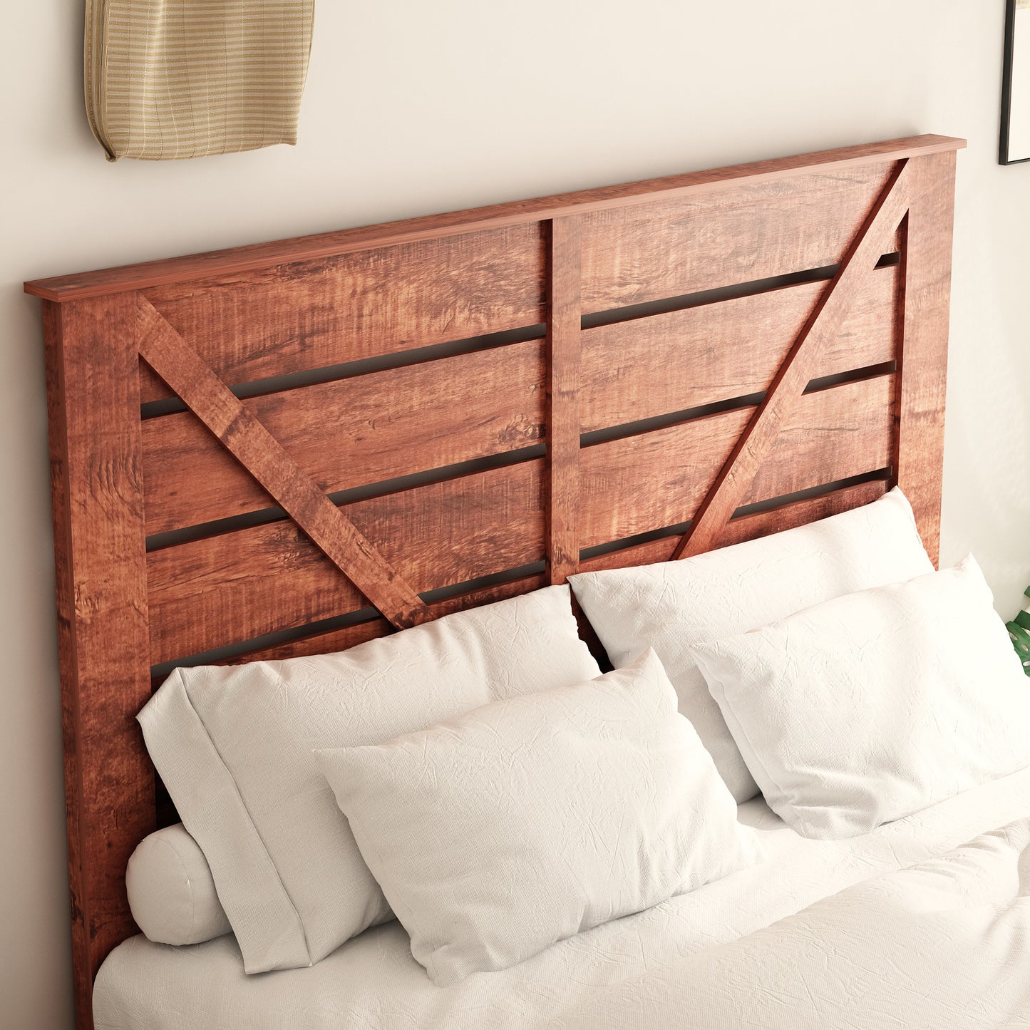Olmi Queen Size Wood Platform Bed Frame - Dark Brown