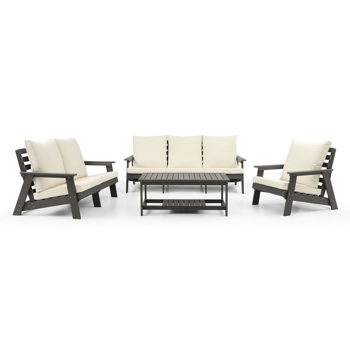 Micki Outdoor Loveseat with Cushion - Gray/Beige
