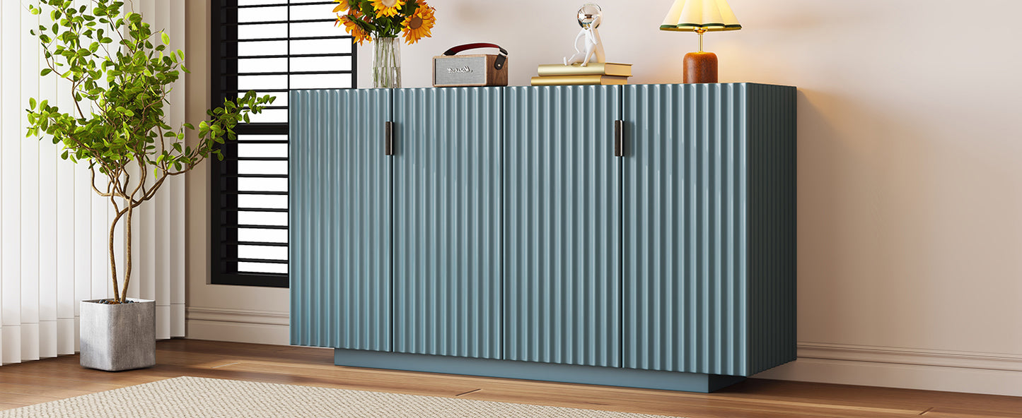 Lyons 4 Wavy Doors Ample Storage Space Sideboar - Teal