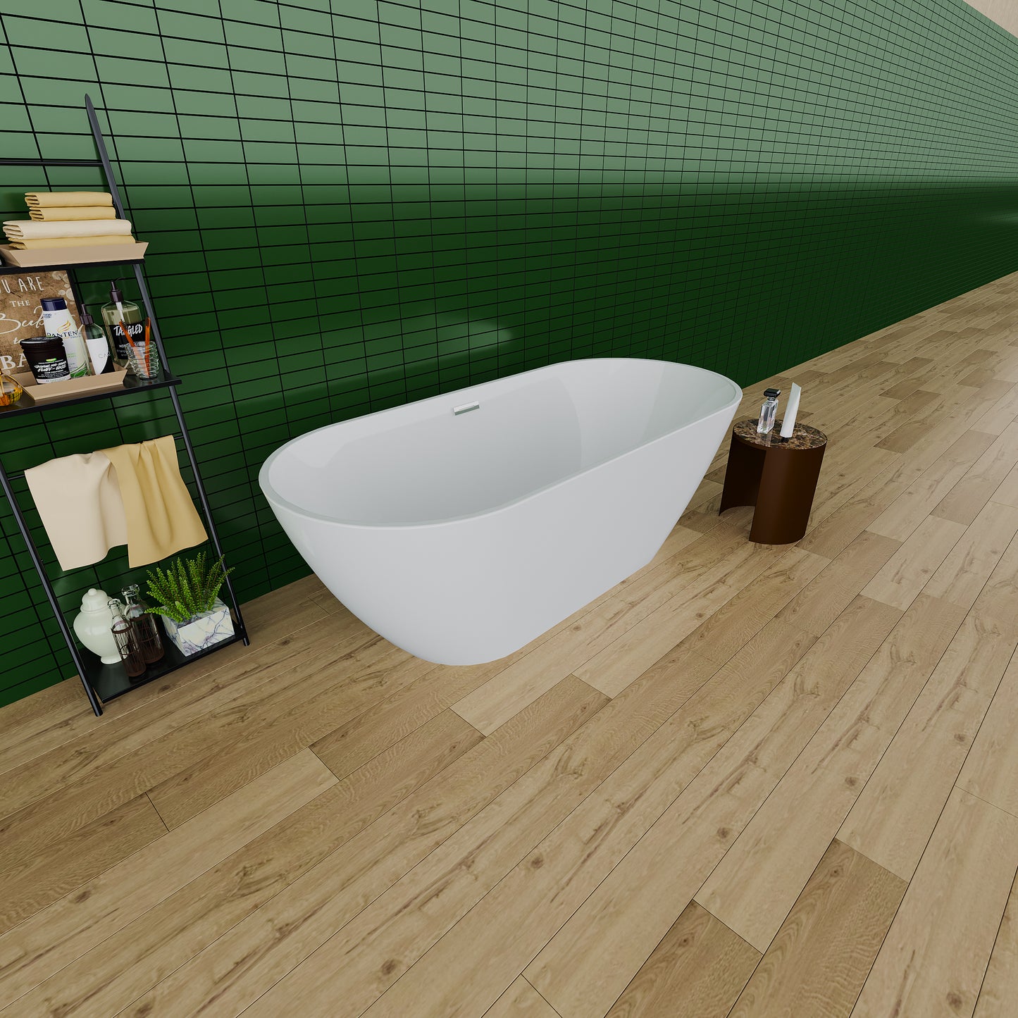 Sleek 67" Acrylic Freestanding Soaking Bathtub - White