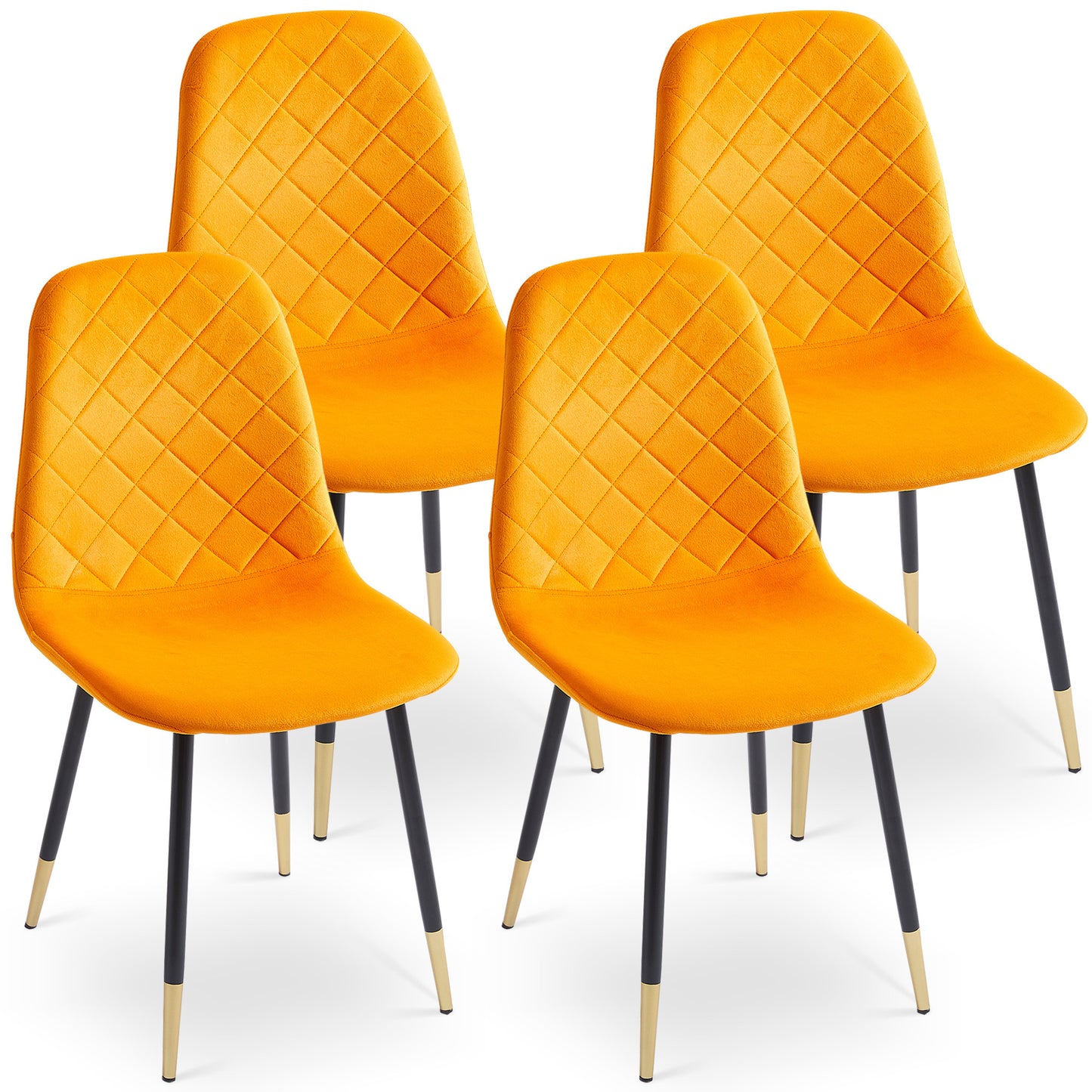 Lanita Velvet Dining Chairs w Golden Metal Leg (Set of 2) - Orange