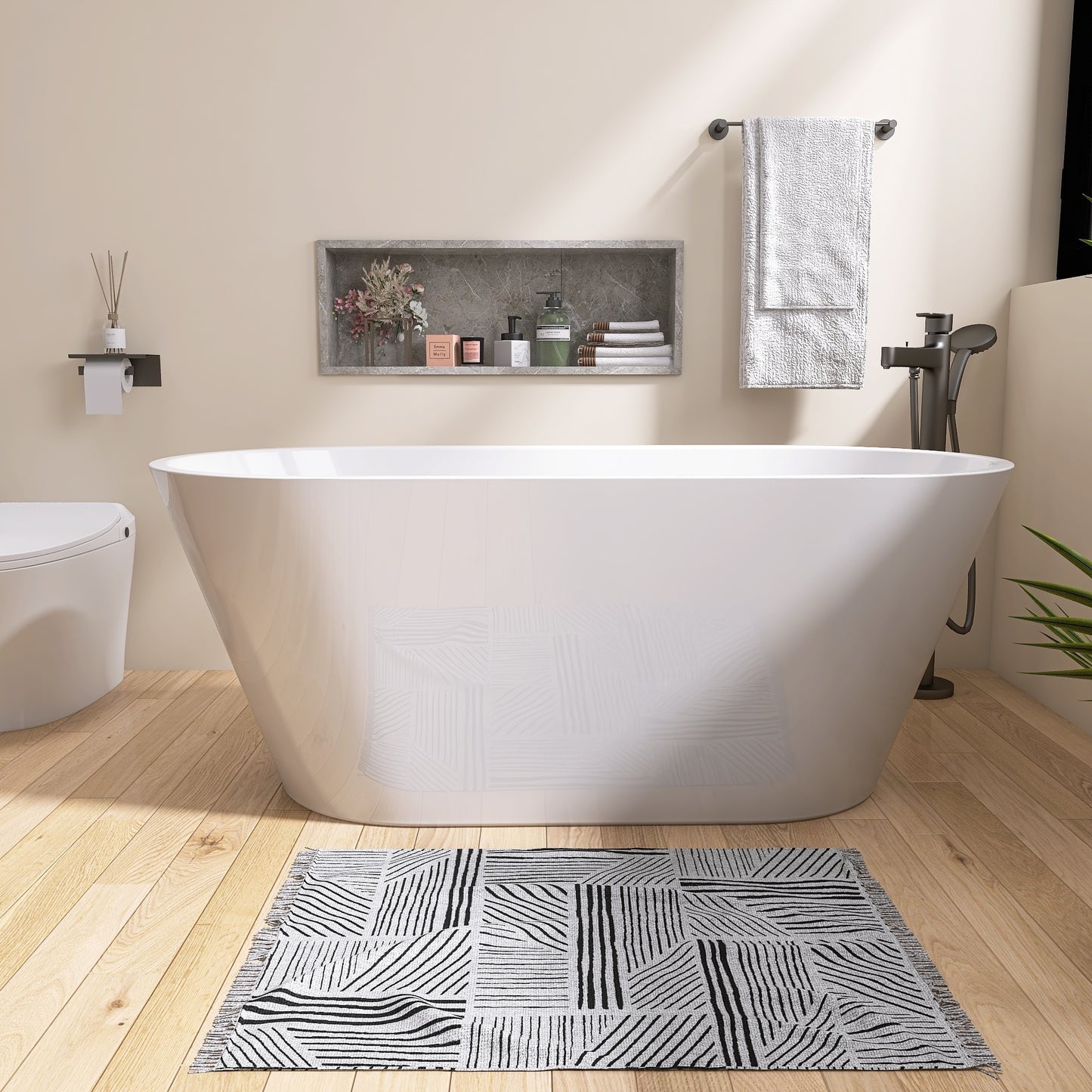 Elo 67" Acrylic Freestanding Soaking Bathtub - Gloss White