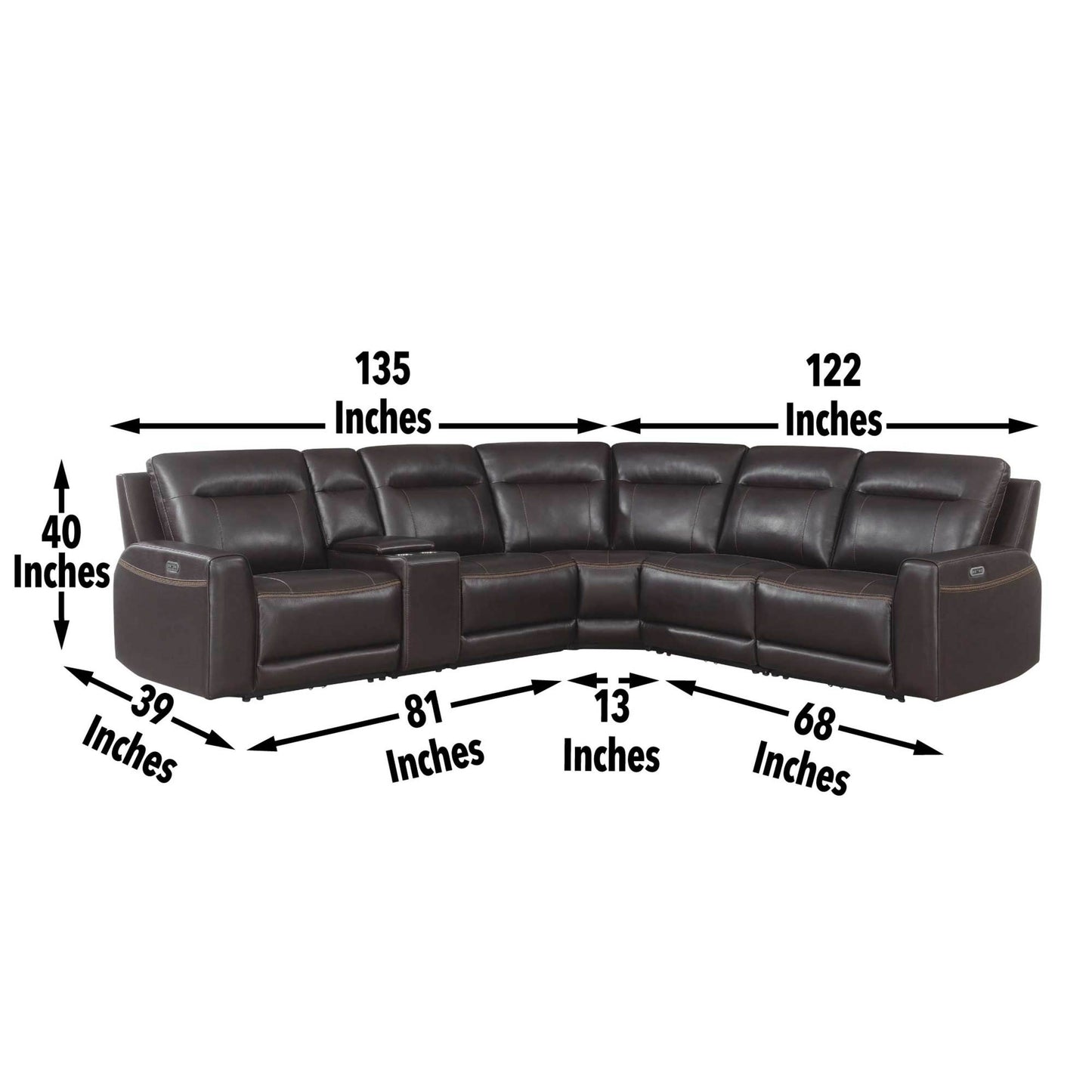 Anthony Dual Power Leather Sectional Sofa