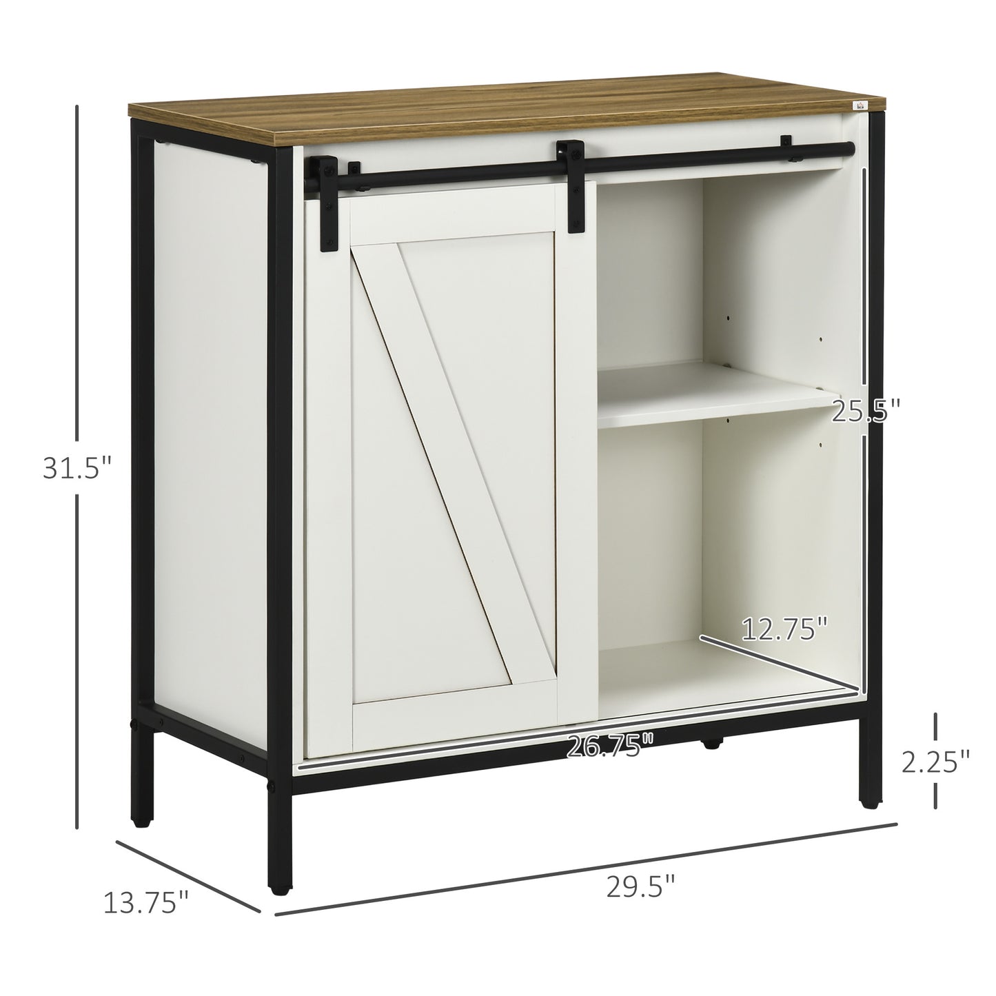 Belle Farmhouse Sideboard Buffet Cabinet - Brown+White