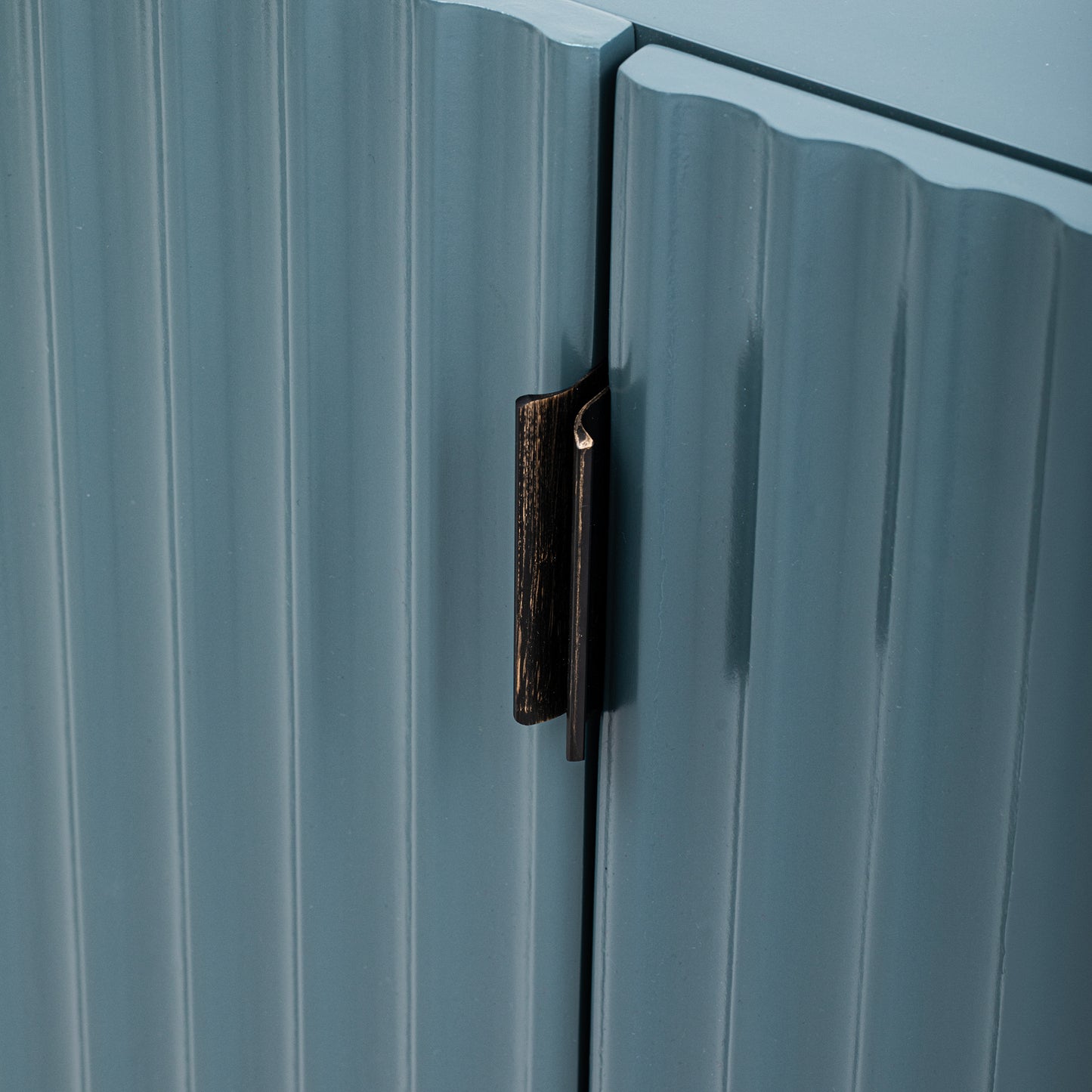 Lyons 4 Wavy Doors Ample Storage Space Sideboar - Teal