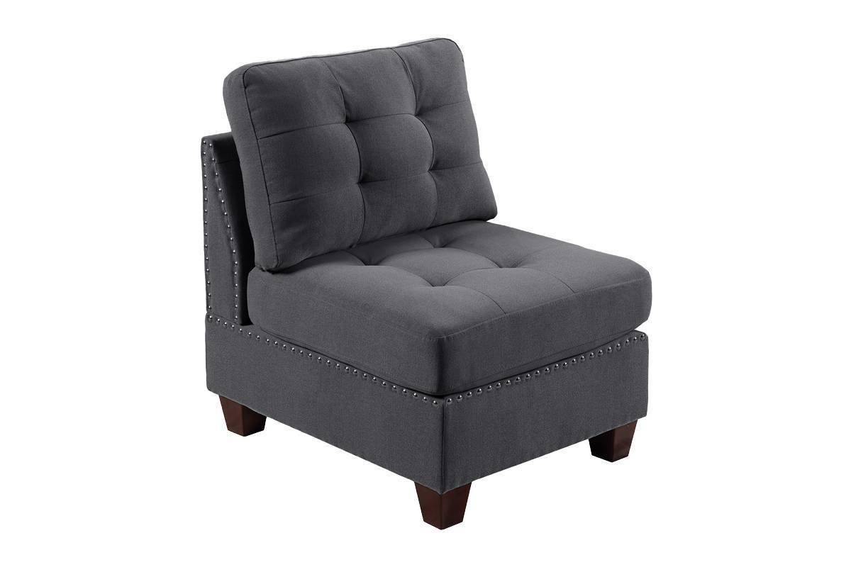 Eleni Modular Sectional 6pc Set 2x Corner Wedge 2x Armless Chairs and 2x Ottomans - Gray