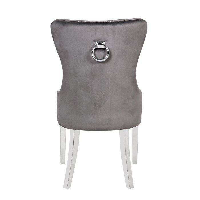 Erica Dining Velvet Chair with Golden Leg (Set of 2) - Dark Gray