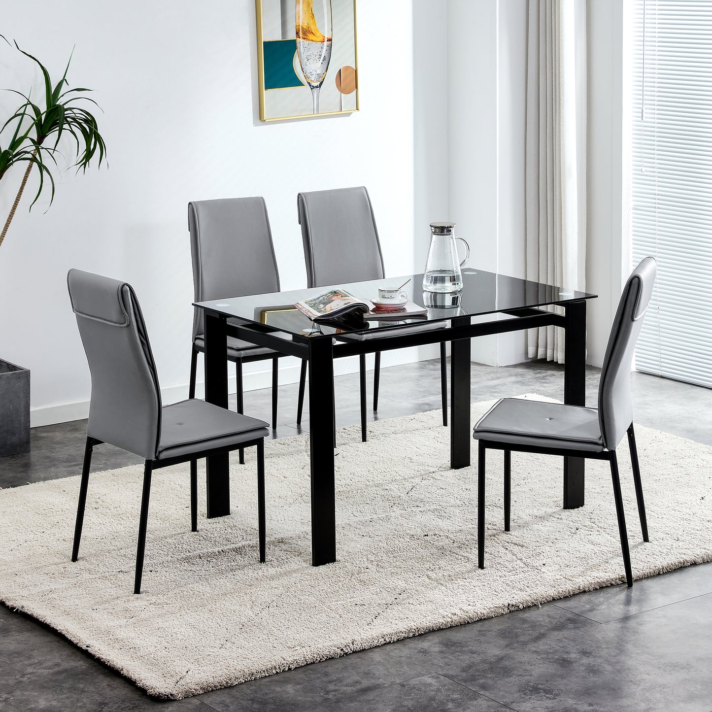 Wester Dining Chairs with Metal Leg (Set of 4) - Gray