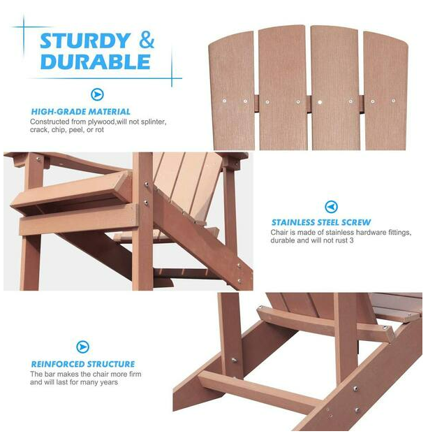 Aleta Patio Hips Plastic Adirondack Chair Lounger (2-Pack) - Brown