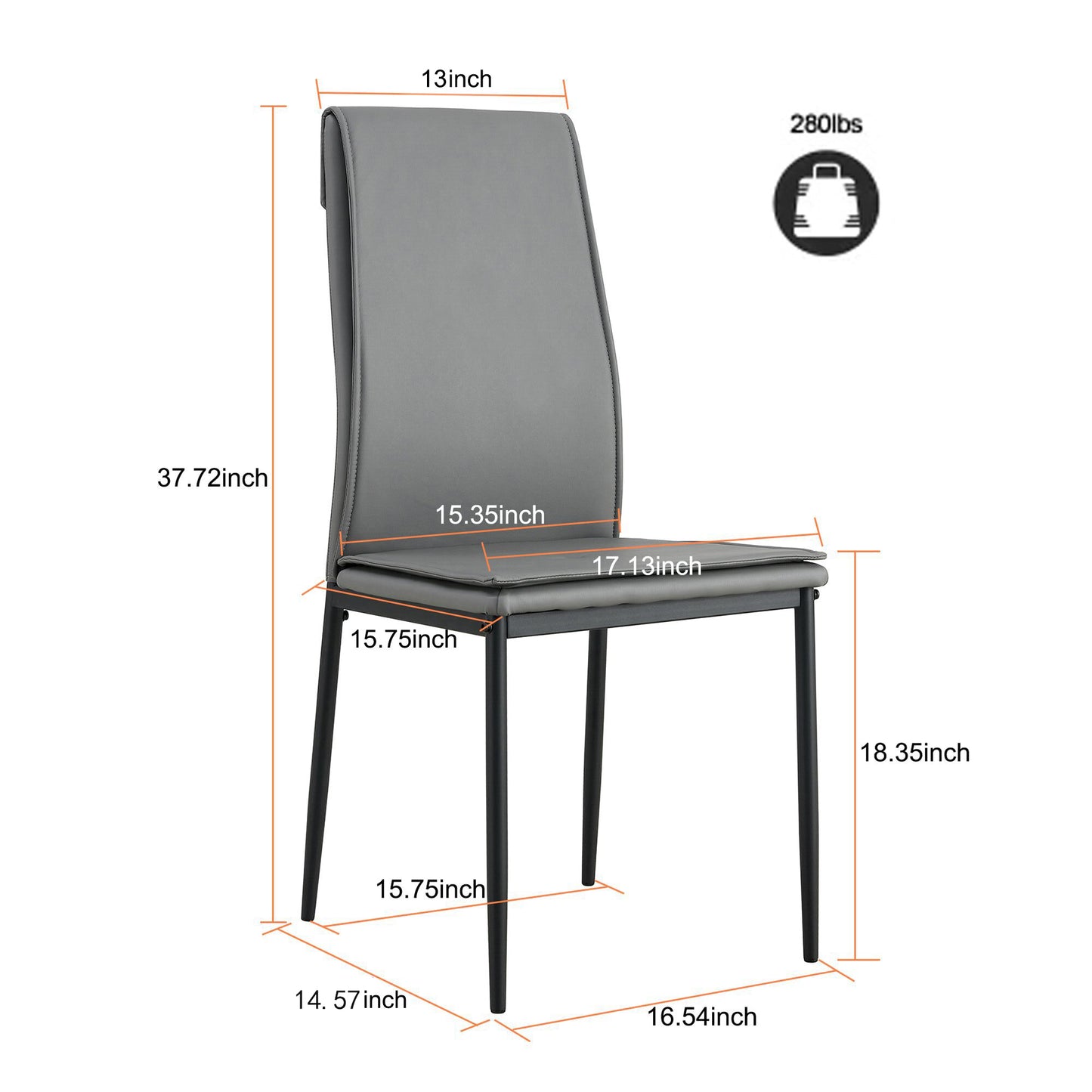 Wester Dining Chairs with Metal Leg (Set of 4) - Gray
