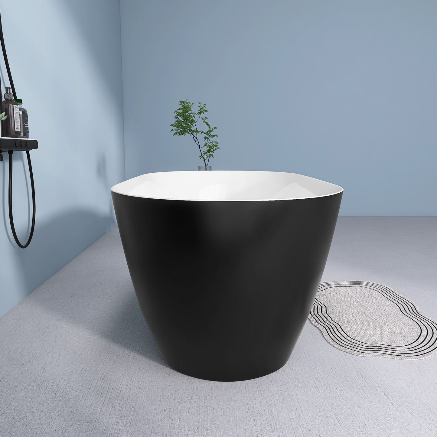 Nuvo 59" Acrylic Free Standing Oval Shape Soaking Tub - Matte Black+White
