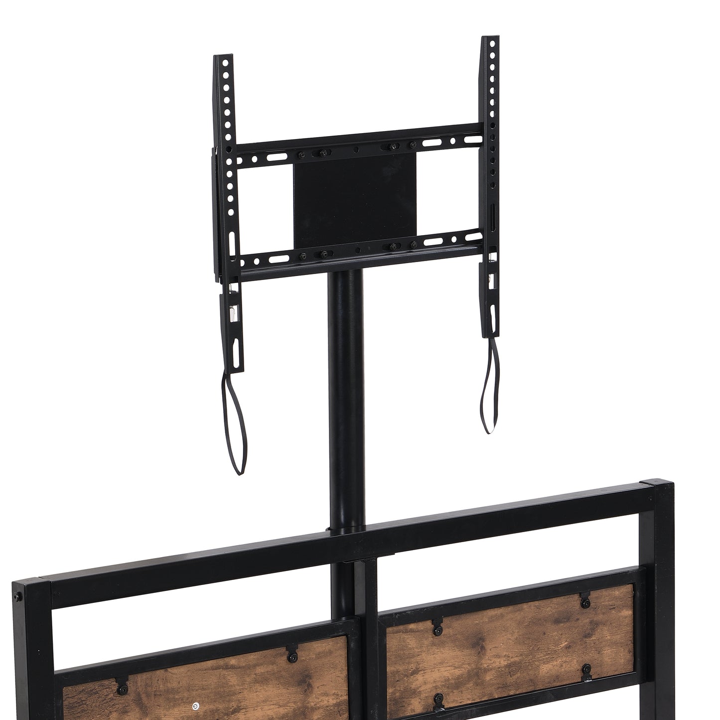 Rosy Twin Size Metal Platform Bed w Rotatable TV Stand - Black