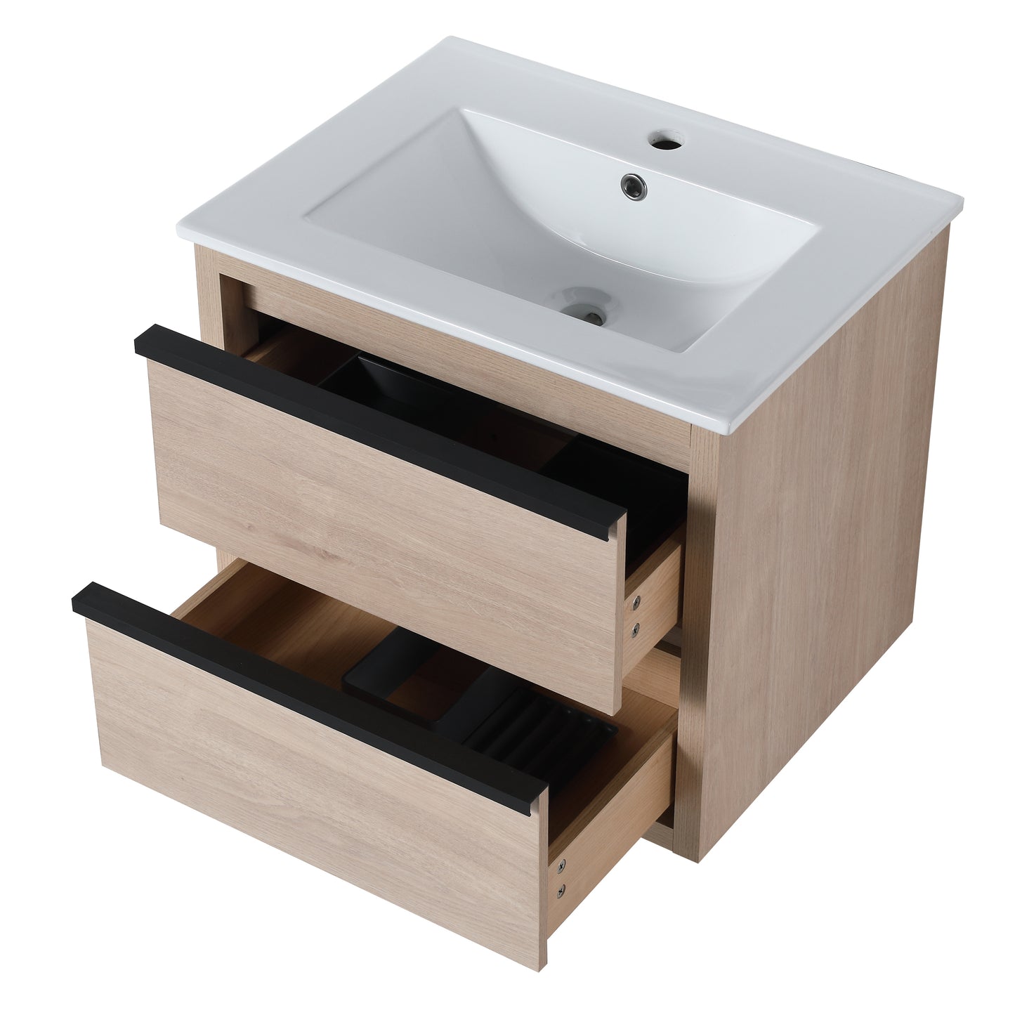 Bathroom Vanity with 2 Soft Close drawers and White Ceramic Basin
