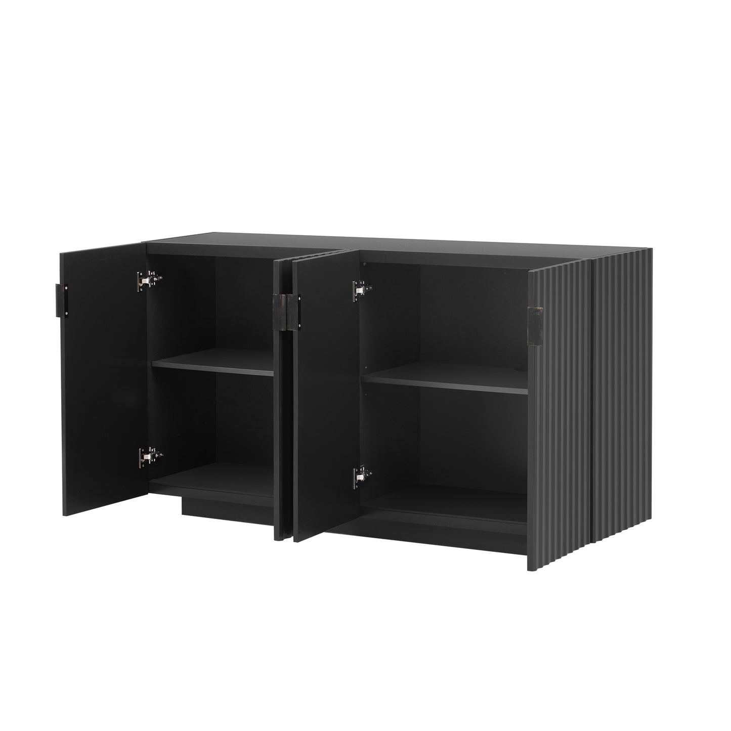 Lyons 4 Wavy Doors Ample Storage Space Sideboar - Black