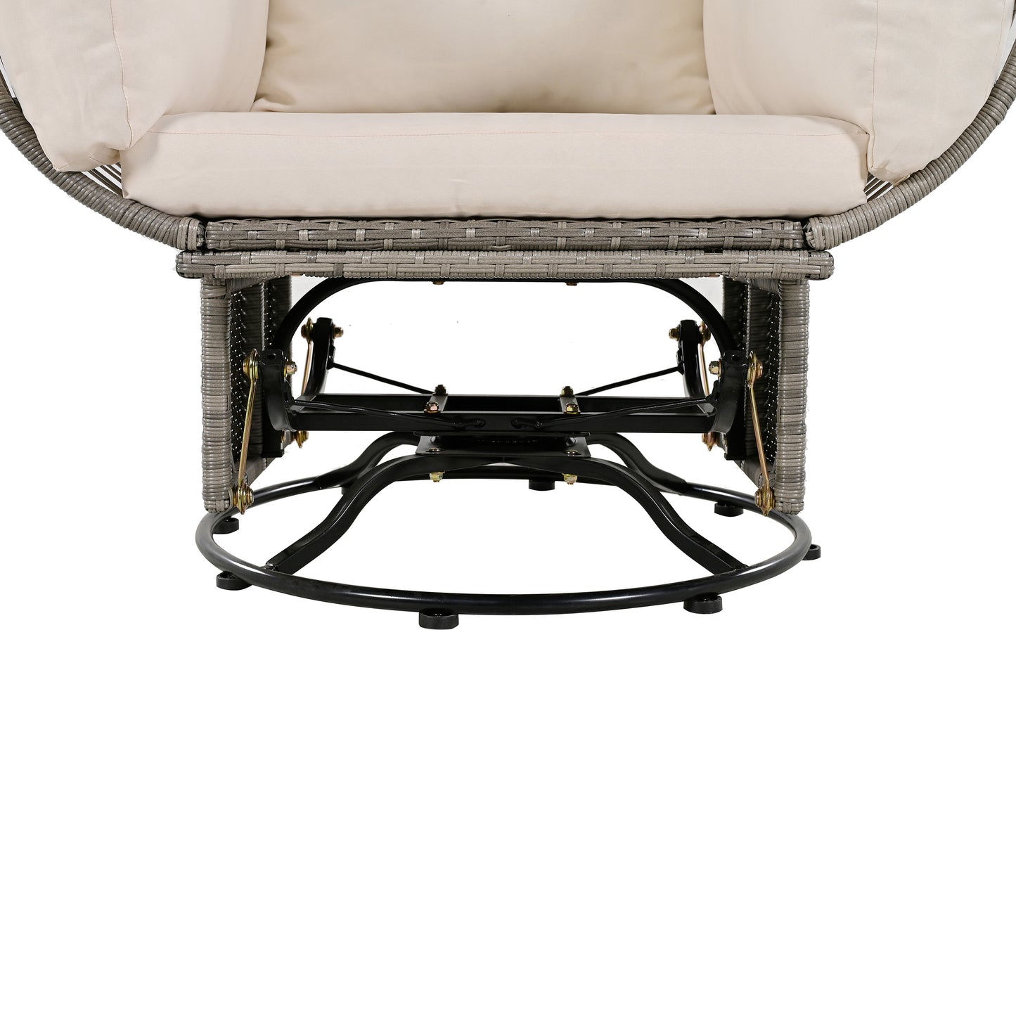 Bell Outdoor Swivel Chair with Cushion (Gray Wicker + Beige Cushion)