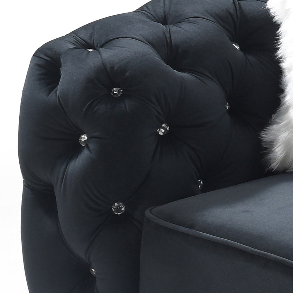 Zamora Chic Flared Arm Loveseat - Black