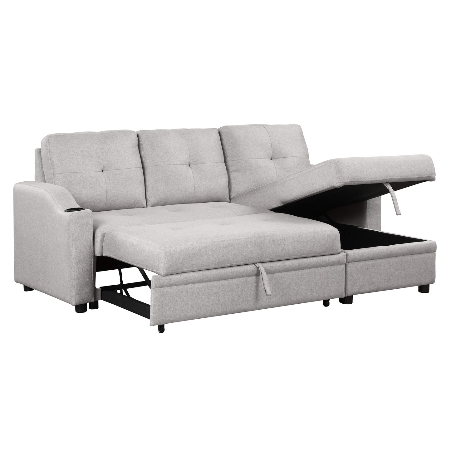 Oris Padded Pull Out Sofa Bed - Gray